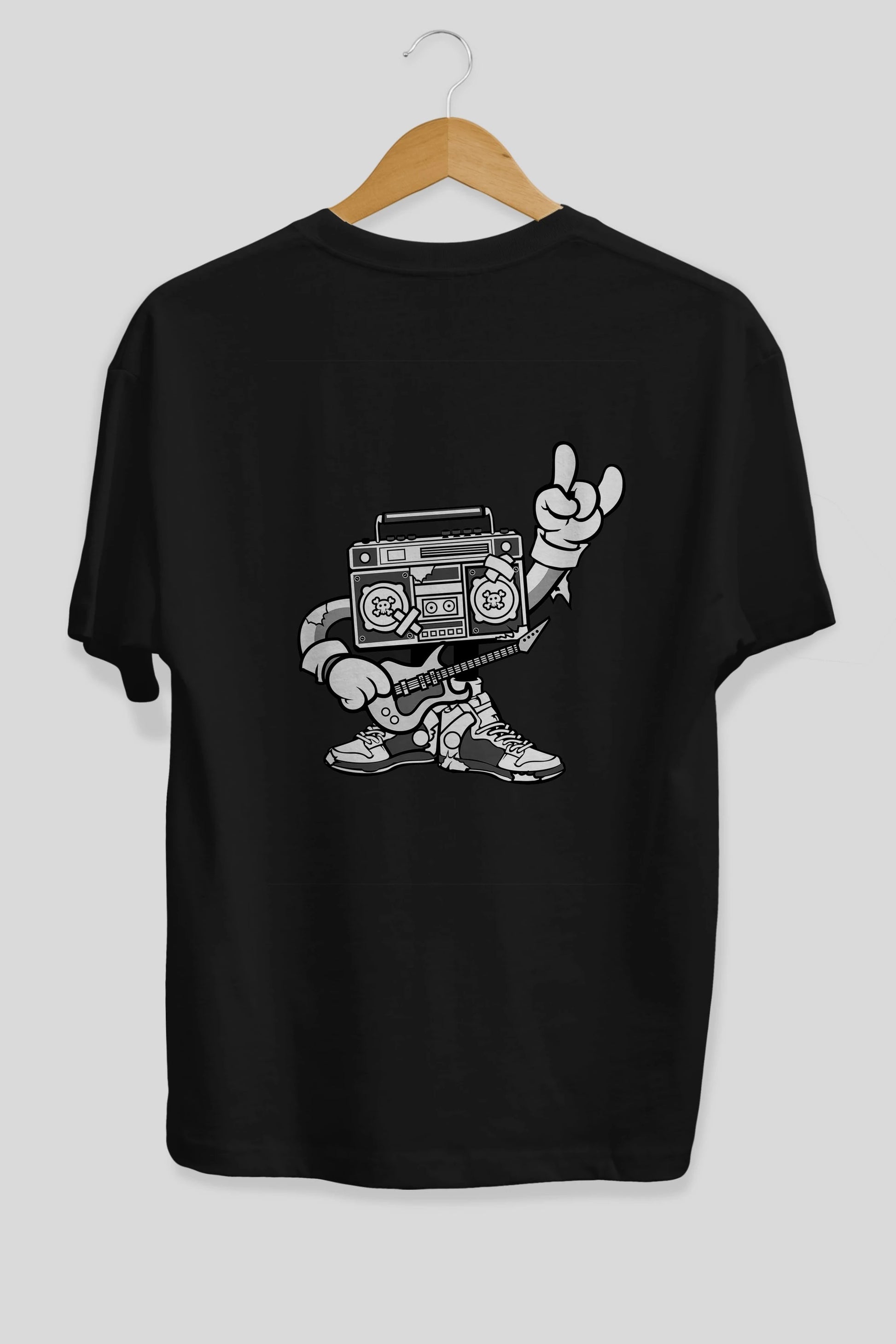 Boombox Rockstar Arka Baskılı Oversize t-shirt Erkek Kadın Unisex %100 Pamuk tişort