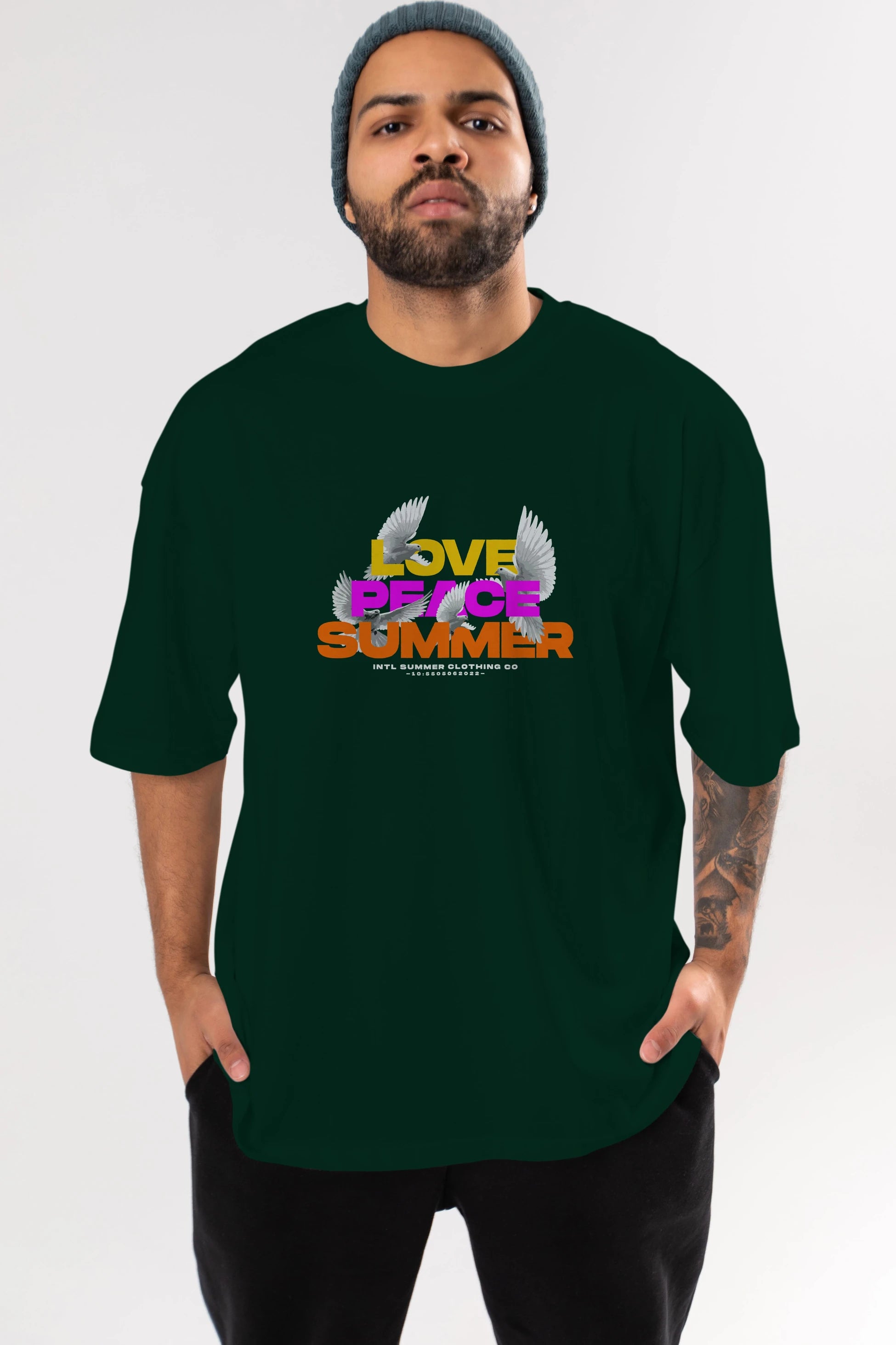 Love Peace Summer Ön Baskılı Oversize t-shirt Erkek Kadın Unisex