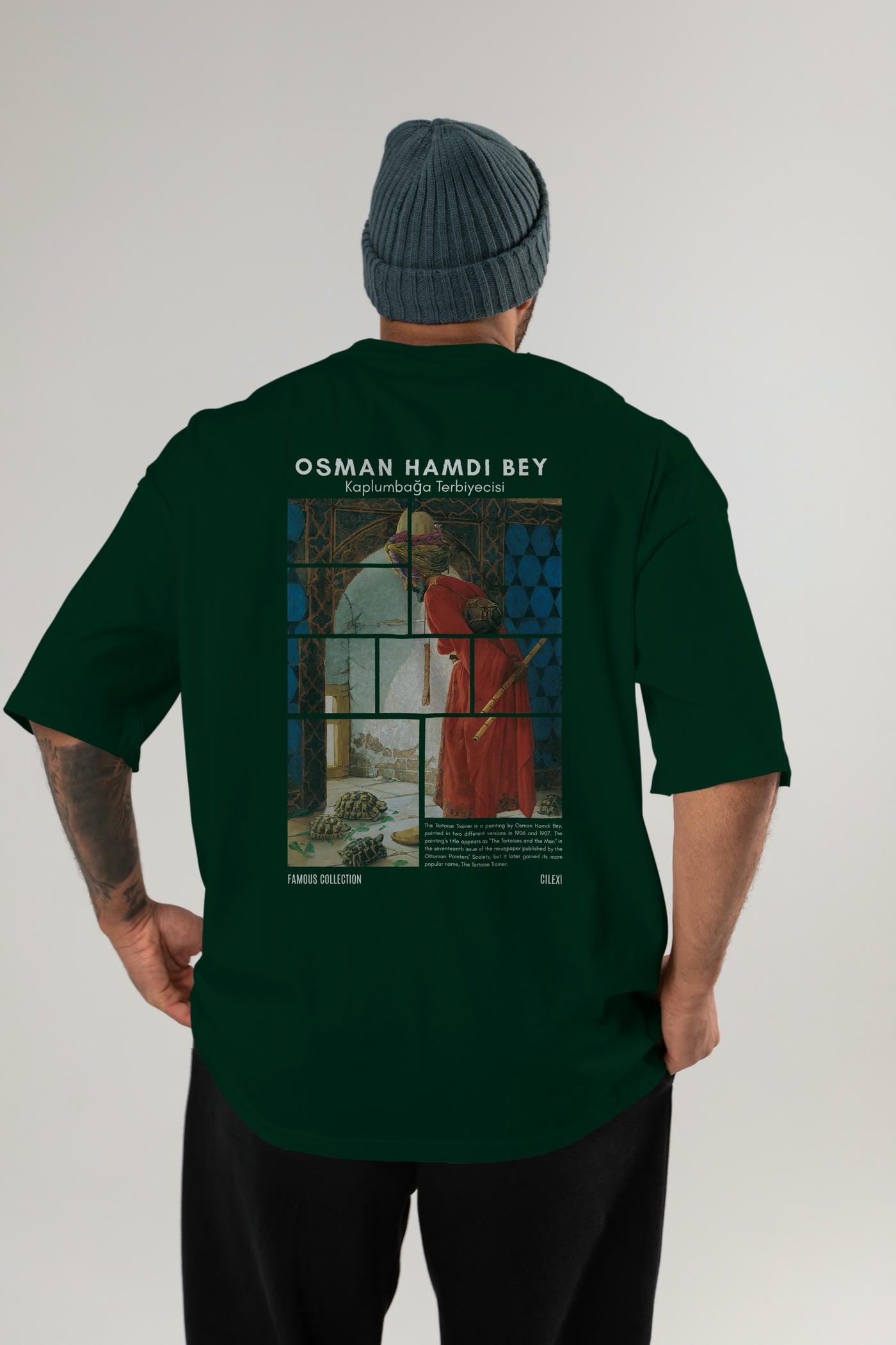 Osman Hamdi Bey Arka Baskılı Oversize t-shirt Erkek Kadın Bisiklet Yaka Pamuk tişort