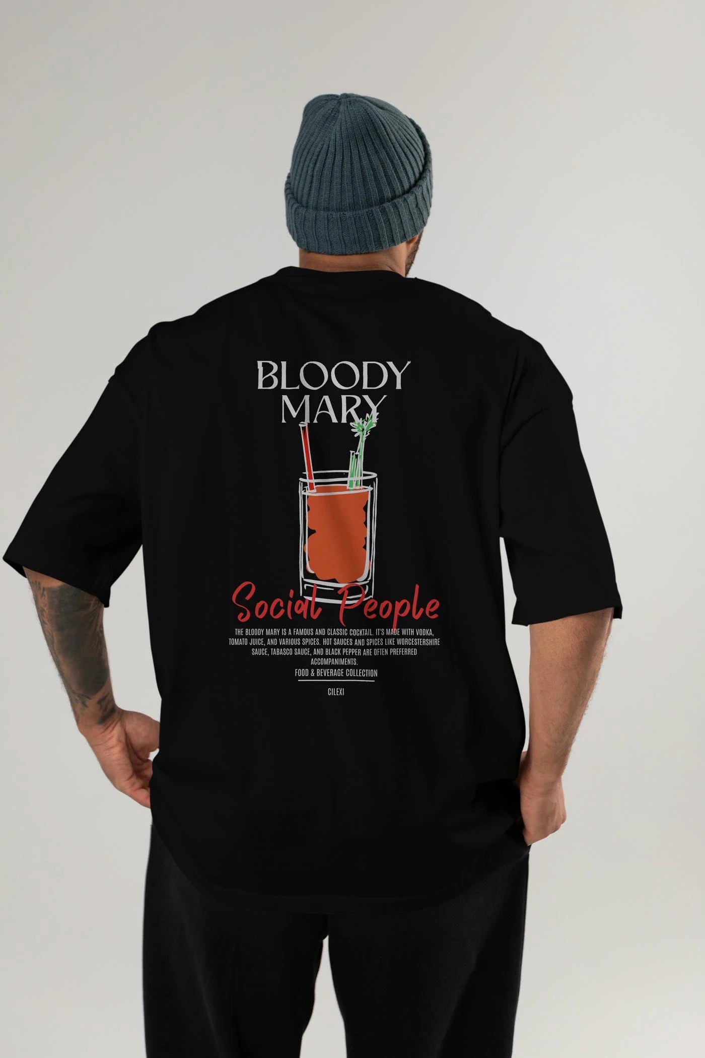 Bloody Mary Kokteyl Serisi Baskılı Oversize t-shirt Erkek Kadın Unisex %100 Pamuk Bisiklet Yaka tişort