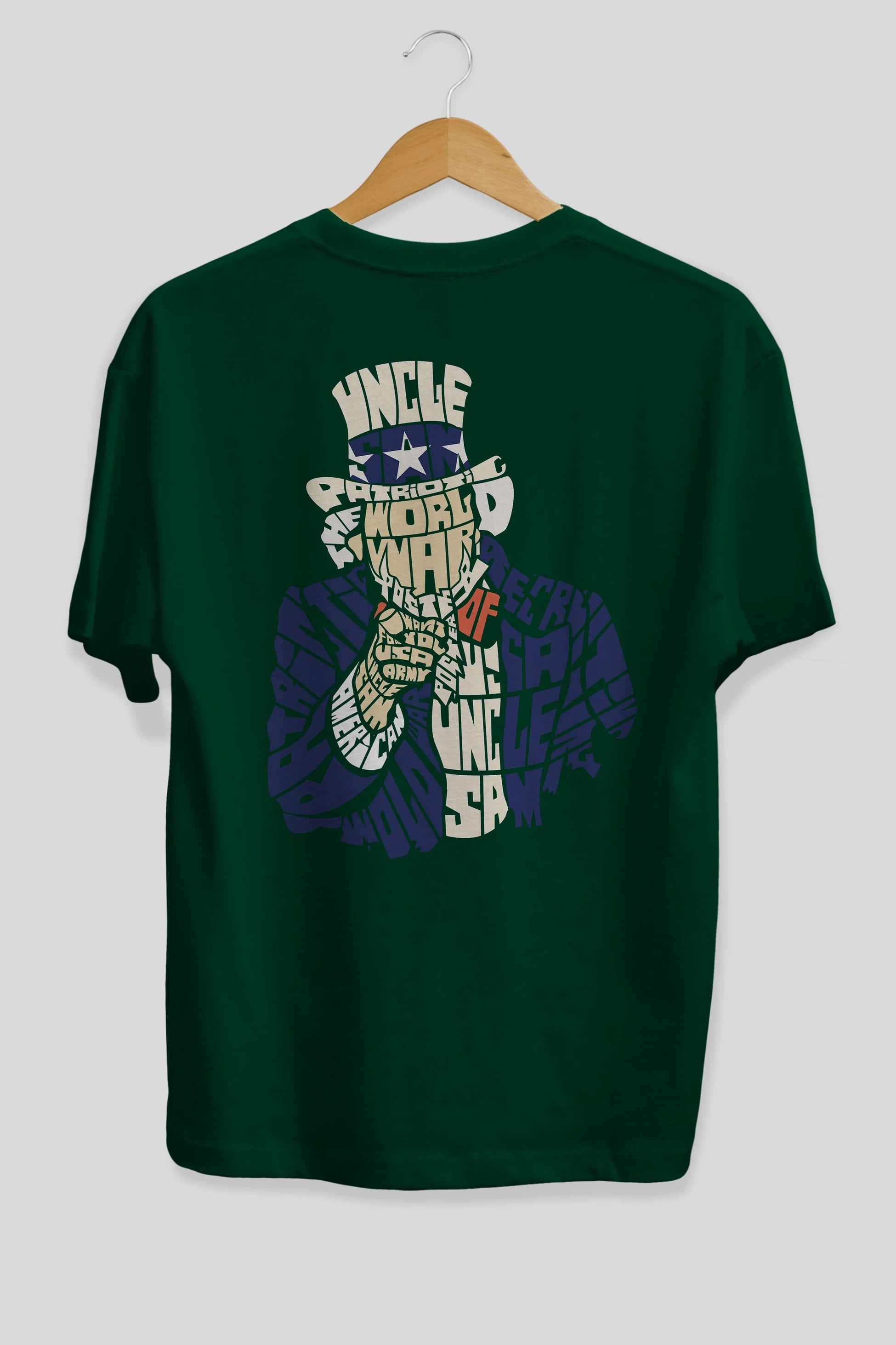 Uncle Sam Arka Baskılı Oversize t-shirt %100 pamuk Erkek Kadın Unisex