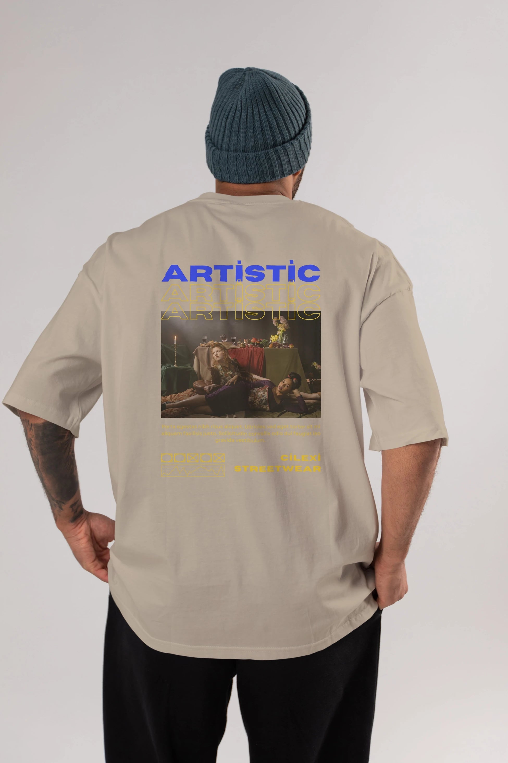 Artistic Yazılı Streetwear Arka Baskılı Oversize t-shirt Erkek Kadın Unisex