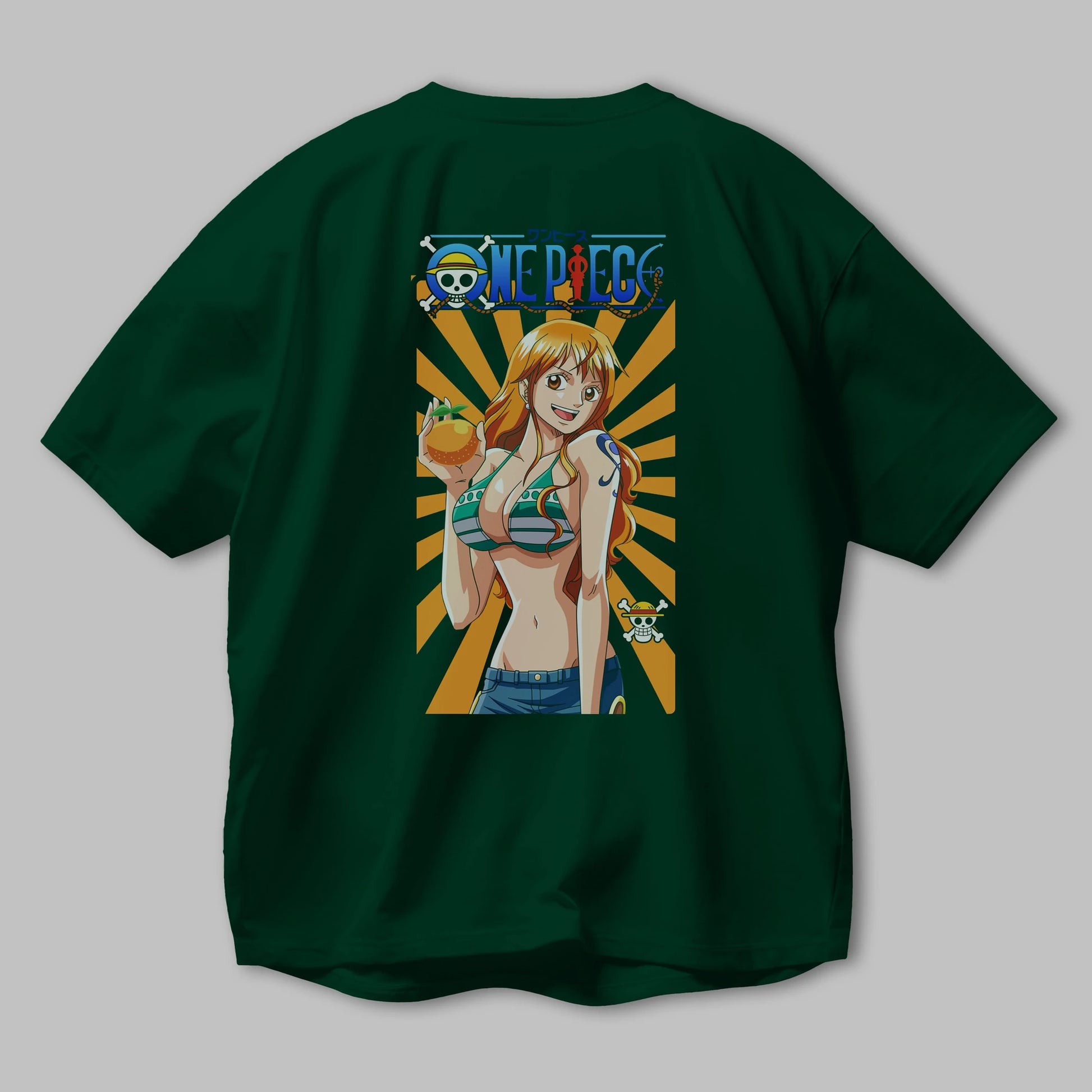 Nami Anime Arka Baskılı Oversize t-shirt Erkek Kadın Unisex %100 pamuk tişort