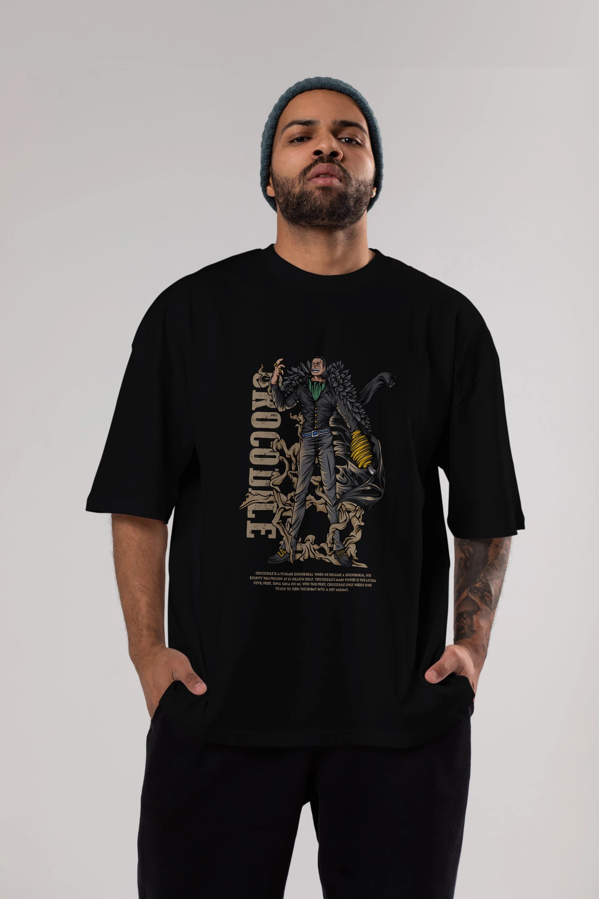 Crocodile Anime Ön Baskılı Oversize t-shirt %100 pamuk Erkek Kadın Unisex