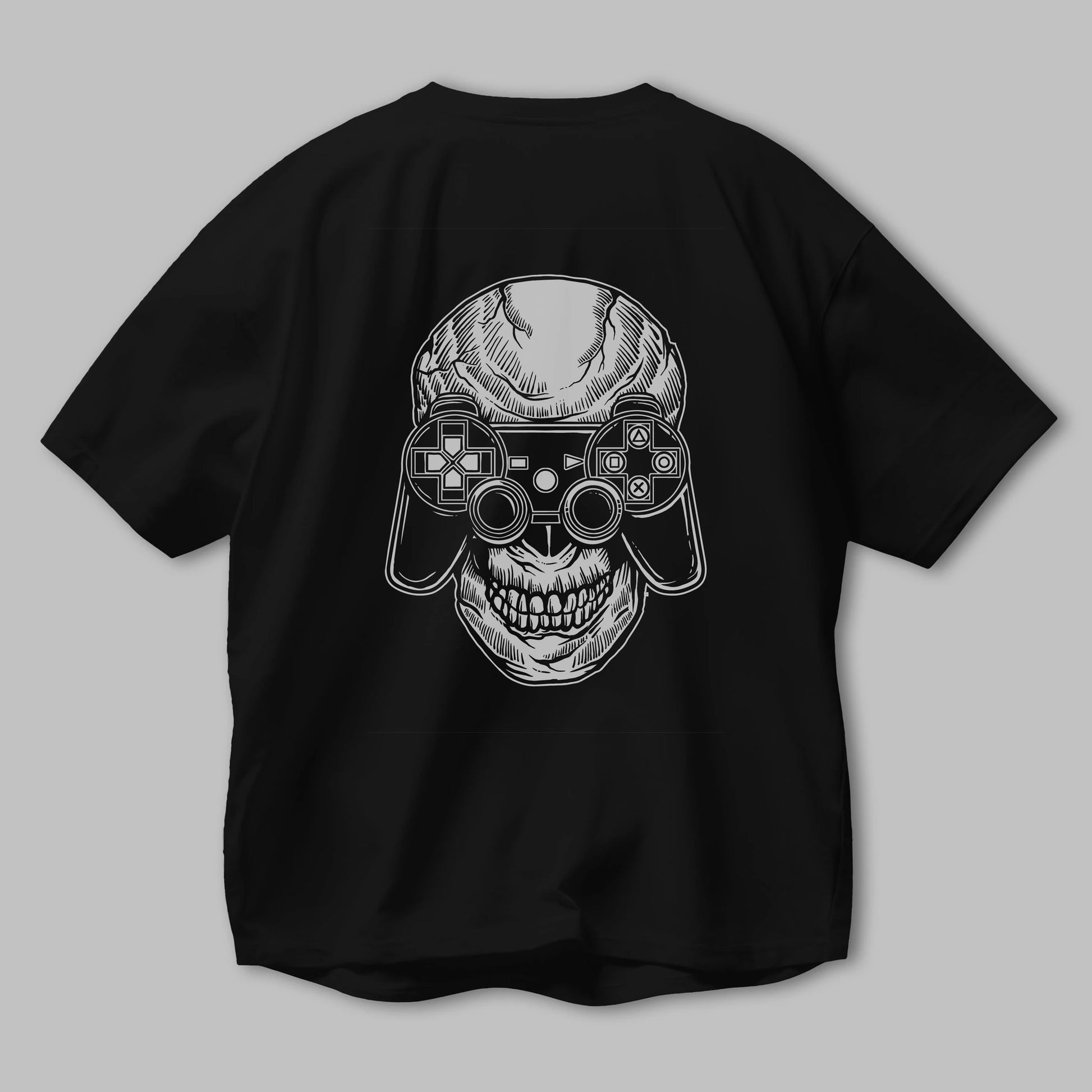Skull Gamers Arka Baskılı Oversize t-shirt Erkek Kadın Unisex %100 Pamuk