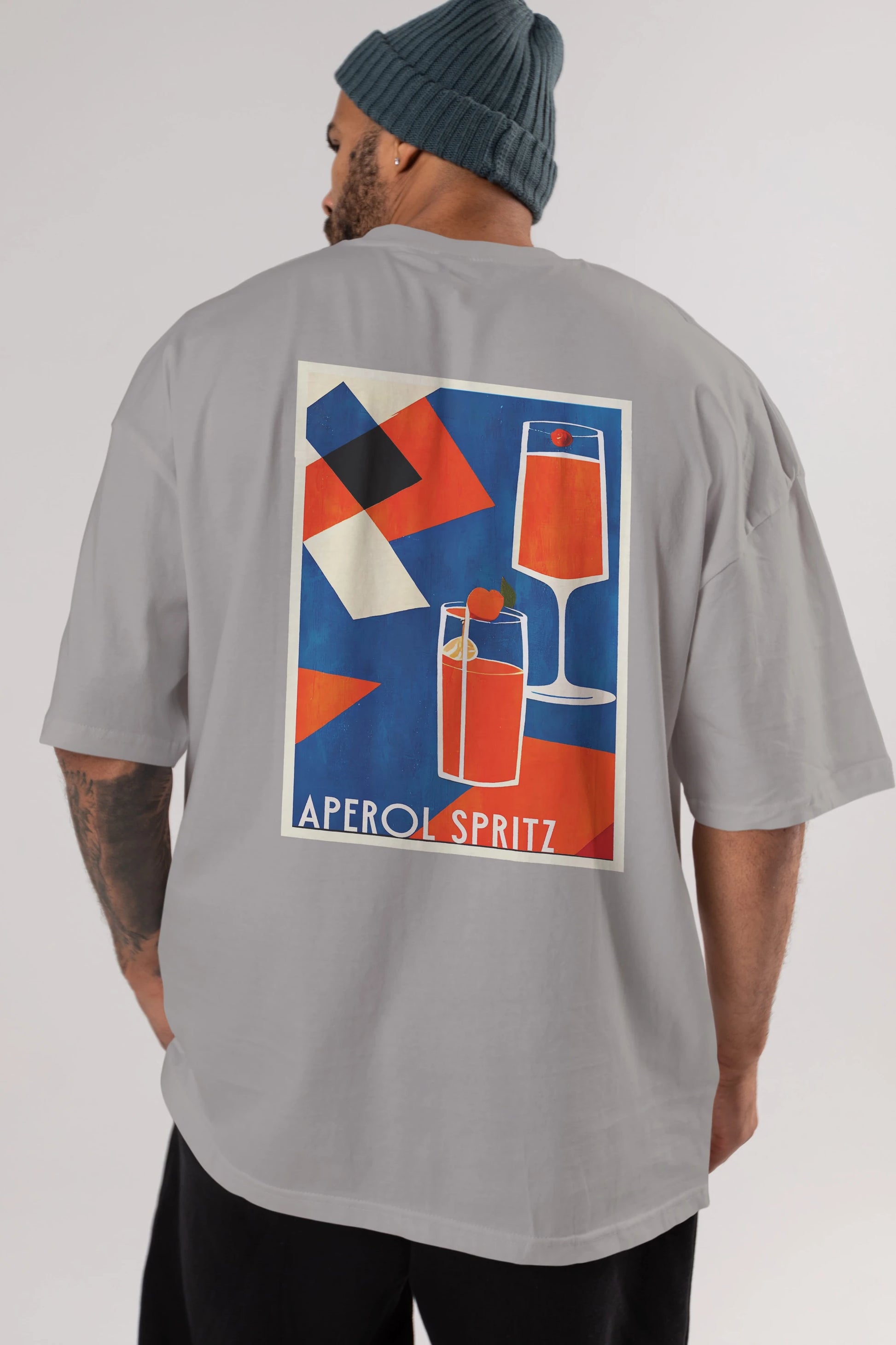 Aperol Spritz 4 Arka Baskılı Oversize t-shirt Erkek Kadın Unisex %100 Pamuk Bisiklet Yaka tişort
