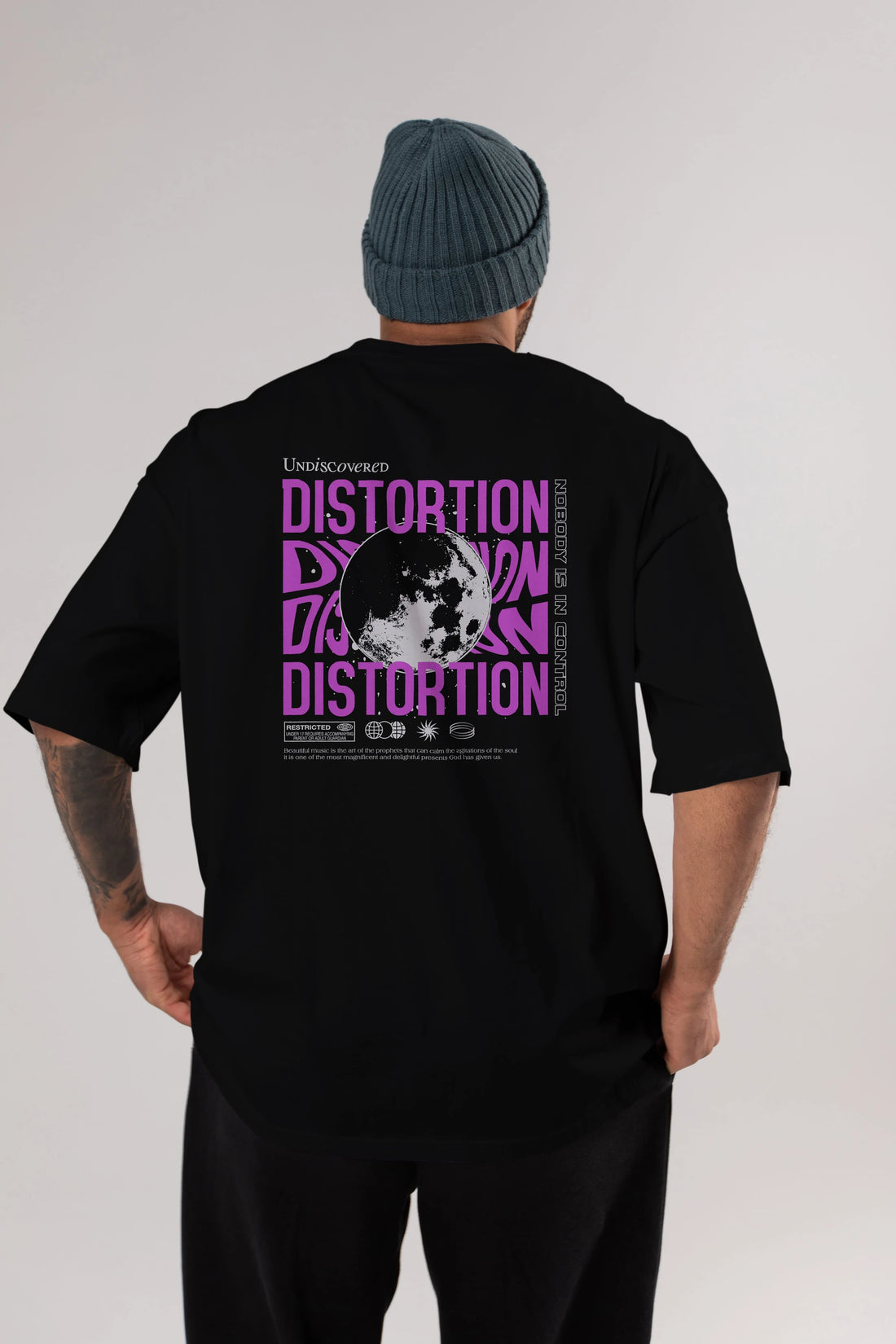 Distortion Arka Baskılı Oversize t-shirt Erkek Kadın Unisex