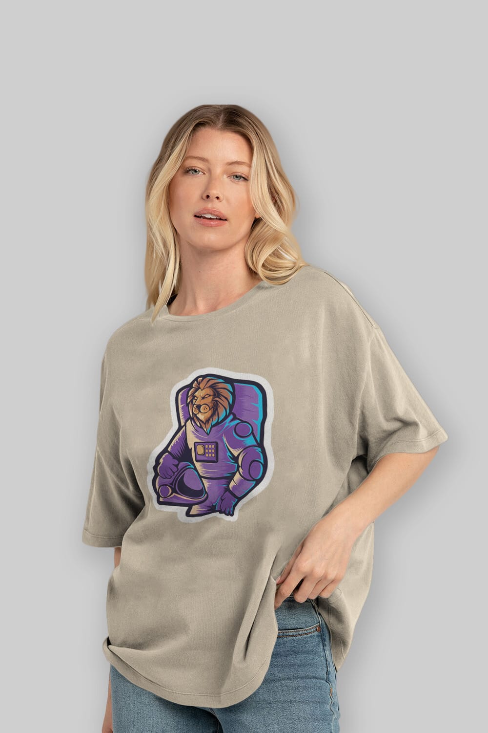 Astroking Sticker Ön Baskılı Oversize t-shirt Erkek Kadın Unisex