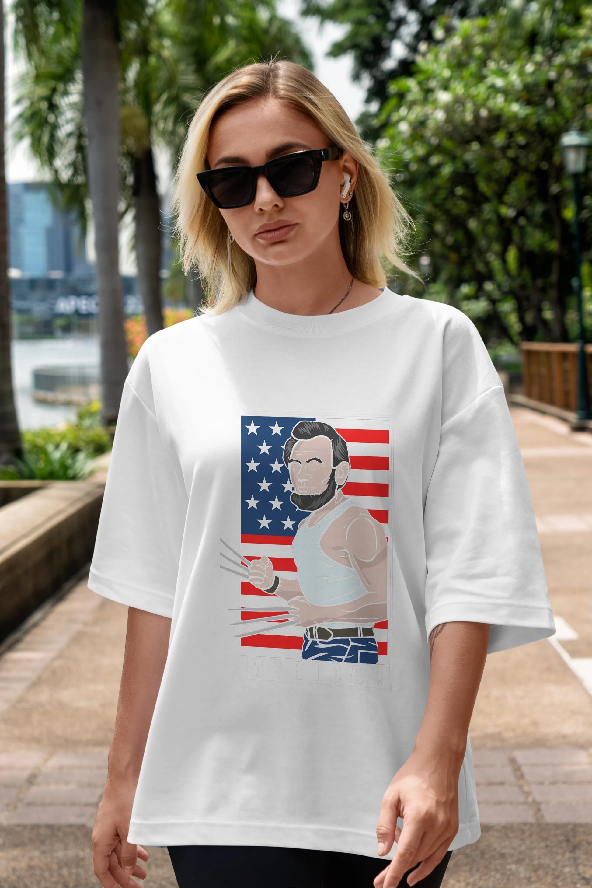 Wolverlincoln Ön Baskılı Oversize t-shirt Erkek Kadın Unisex %100 Pamuk tişort