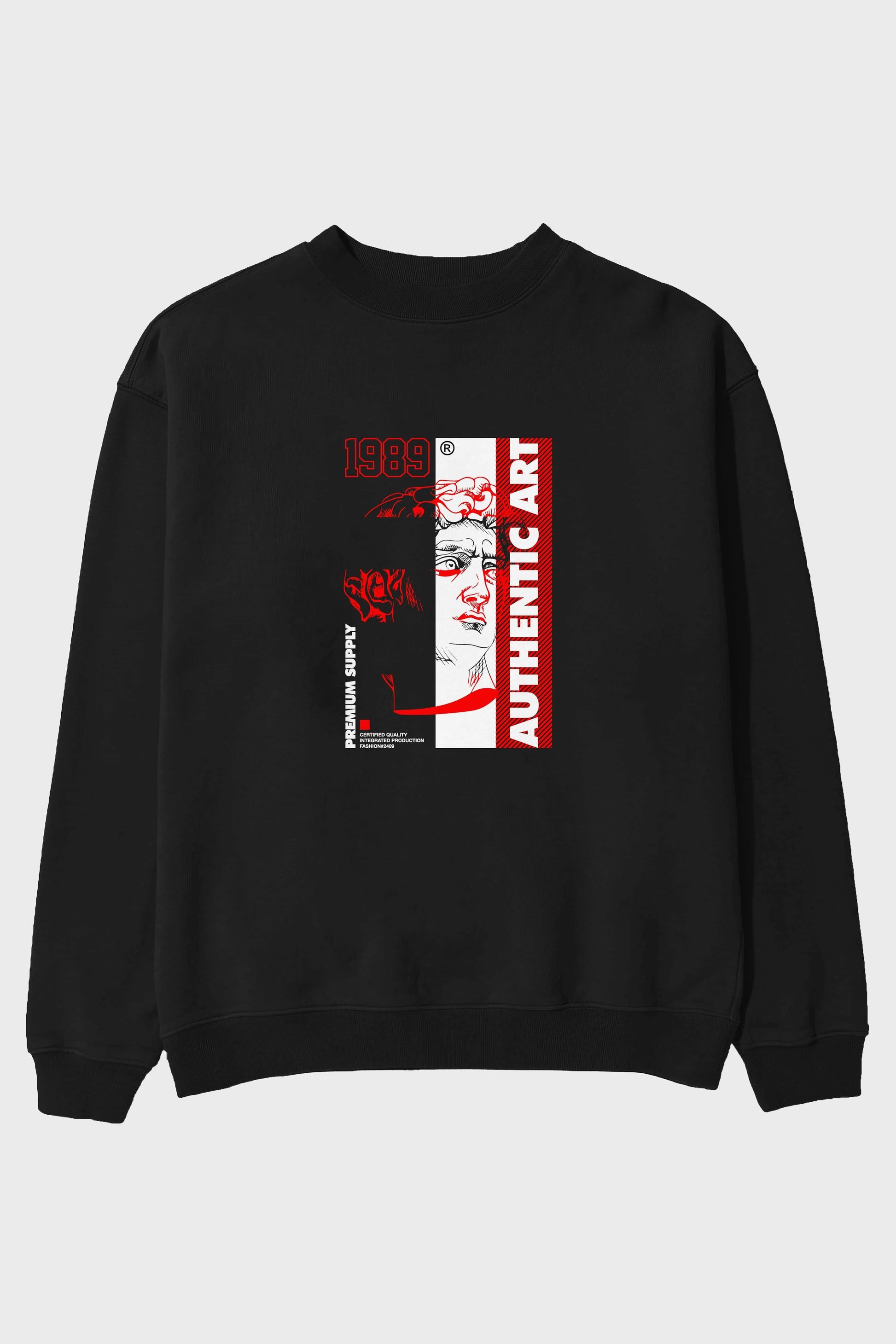 Authentic Art Ön Baskılı Oversize Sweatshirt Erkek Kadın Unisex