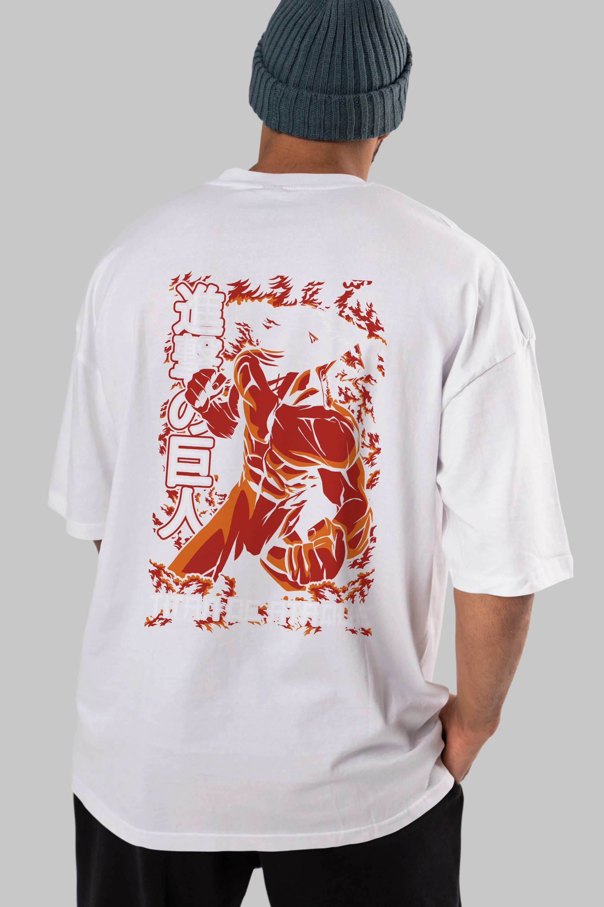 Eren Yeager Anime Arka Baskılı Oversize t-shirt Erkek Kadın Unisex %100 pamuk tişort