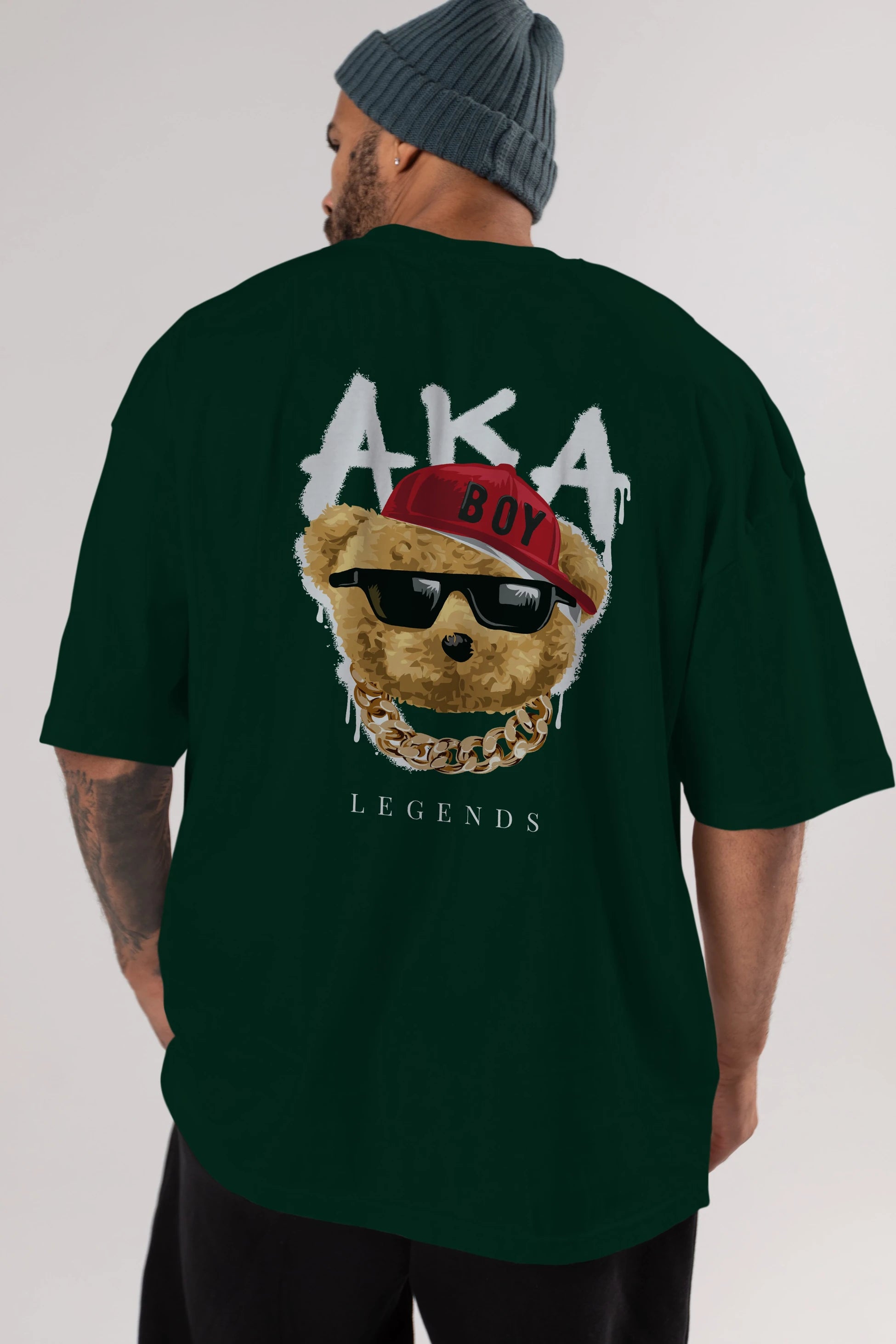 Teddy Bear Legends Arka Baskılı Oversize t-shirt Erkek Kadın Unisex %100 Pamuk