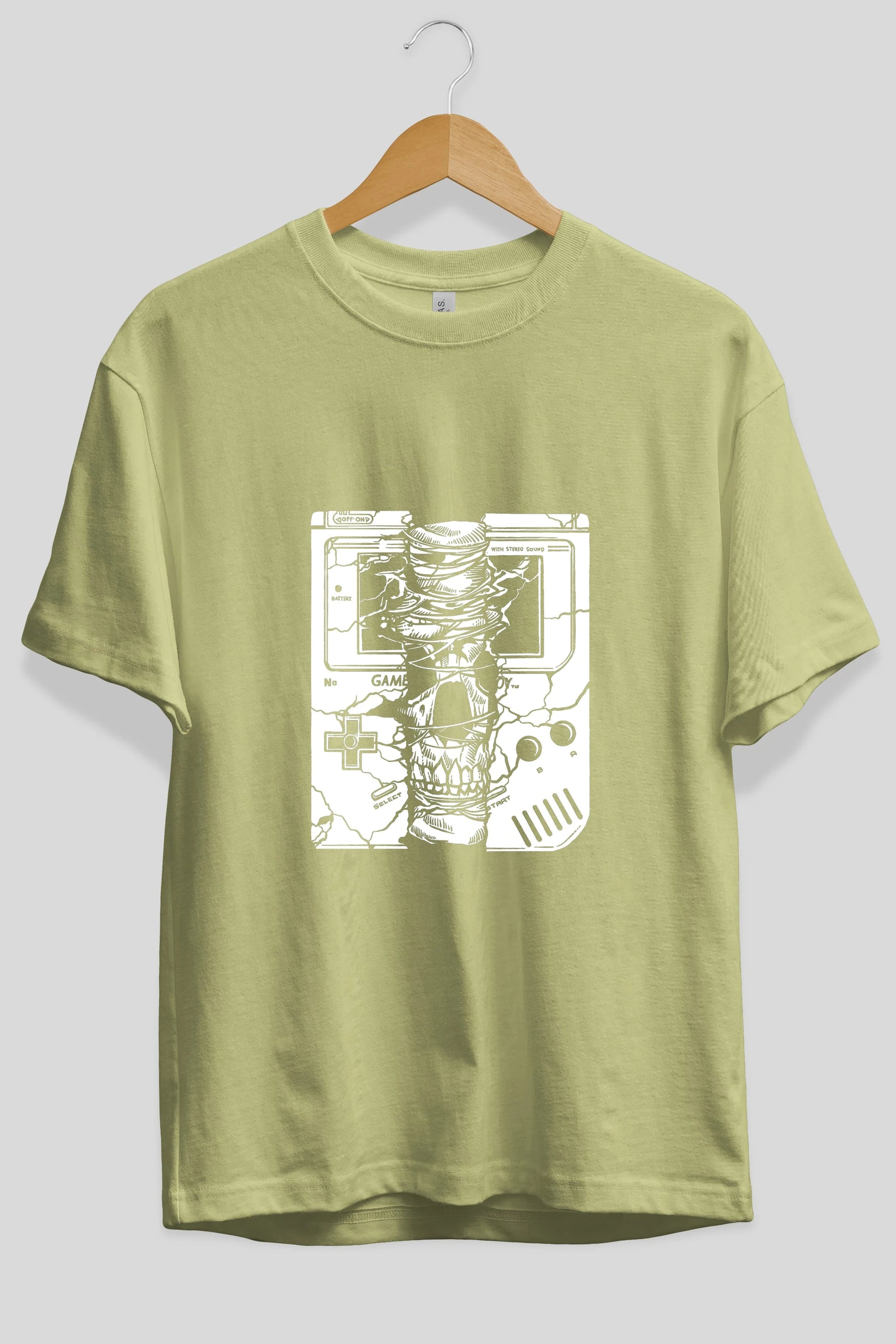 Gameboy Skull Ön Baskılı Oversize t-shirt Erkek Kadın Unisex %100 Pamuk tişort