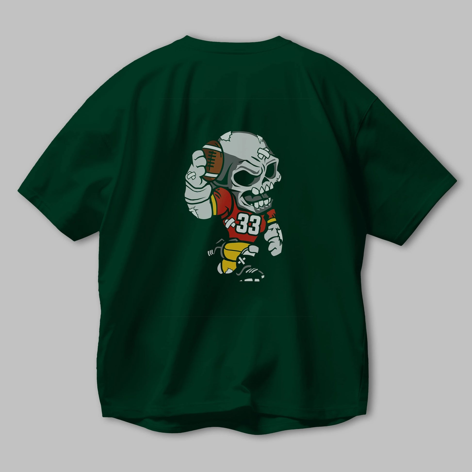 Skull Football Player Arka Baskılı Oversize t-shirt Erkek Kadın Unisex %100 Pamuk tişort