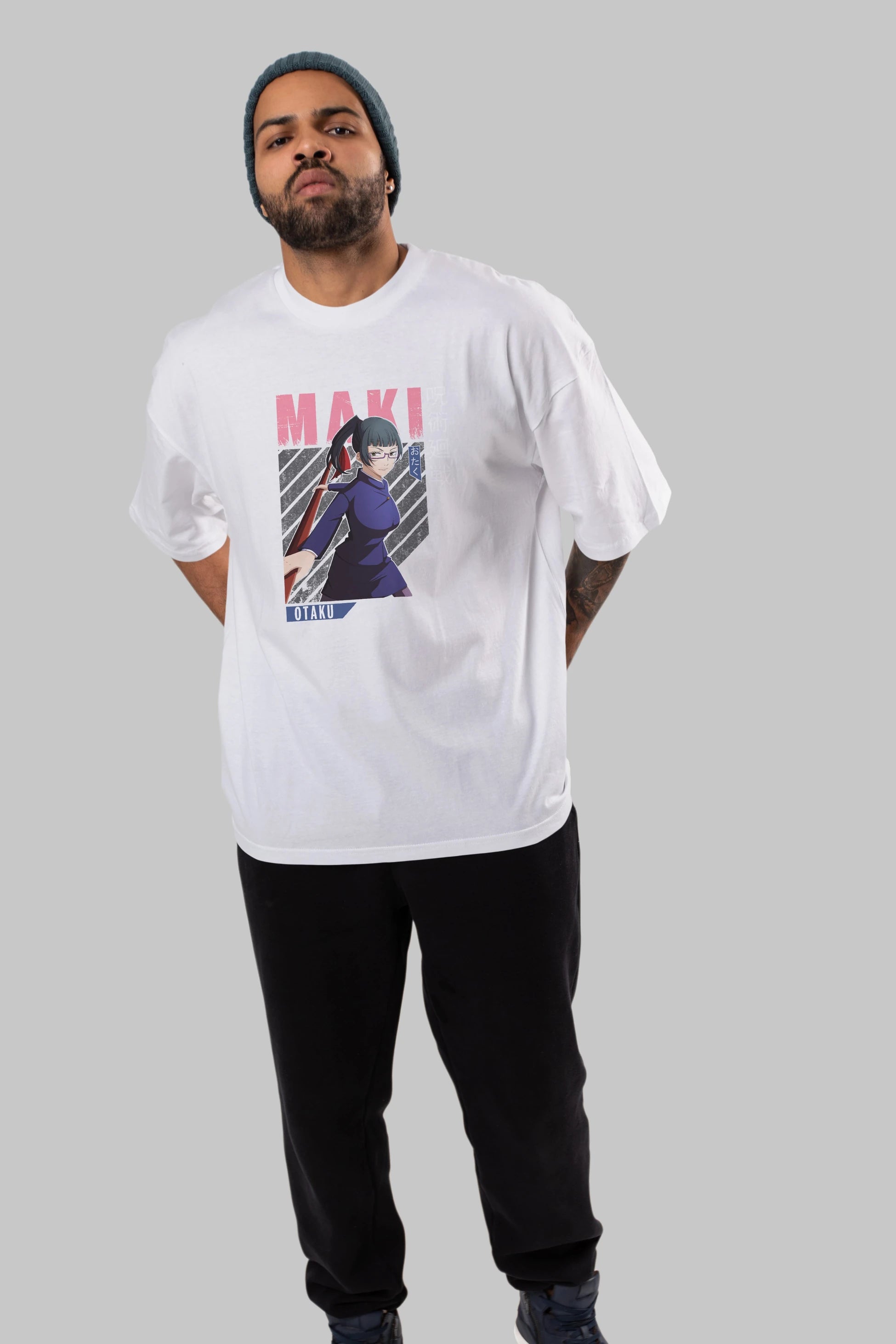 Maki Zenin CHAINSAWMAN Anime Ön Baskılı Oversize t-shirt %100 pamuk Erkek Kadın Unisex