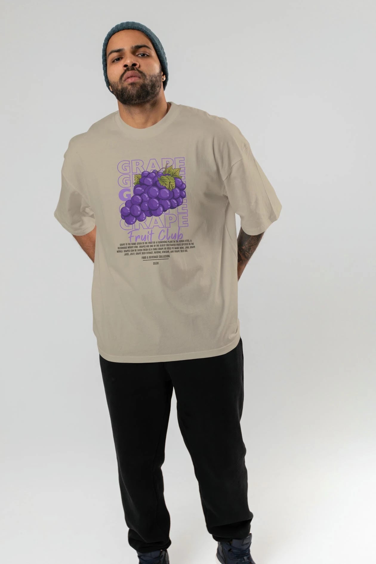 Grape Ön Baskılı Oversize t-shirt Erkek Kadın Pamuk Bisiklet Yaka tişort