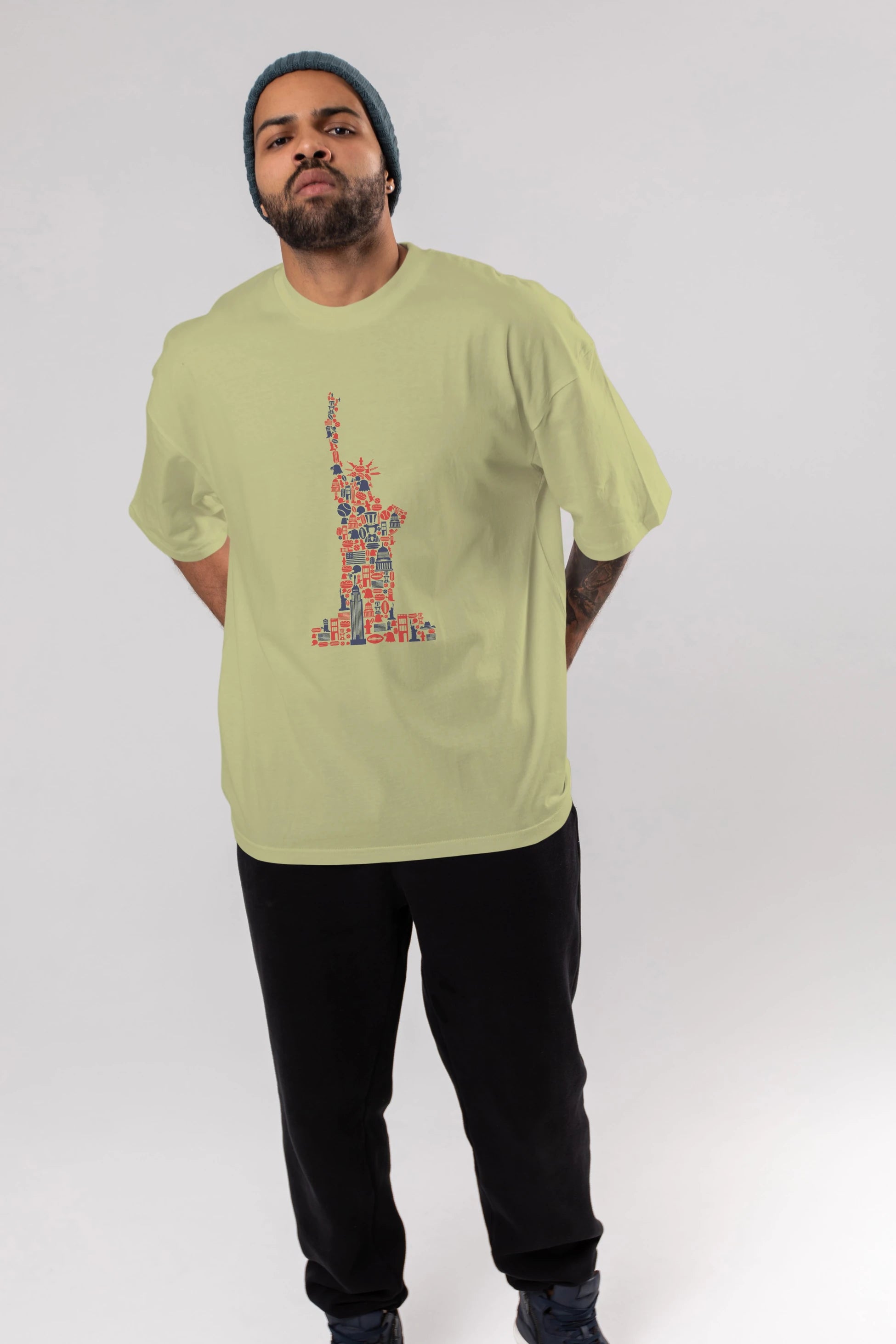 Liberty Ön Baskılı Oversize t-shirt %100 pamuk Erkek Kadın Unisex