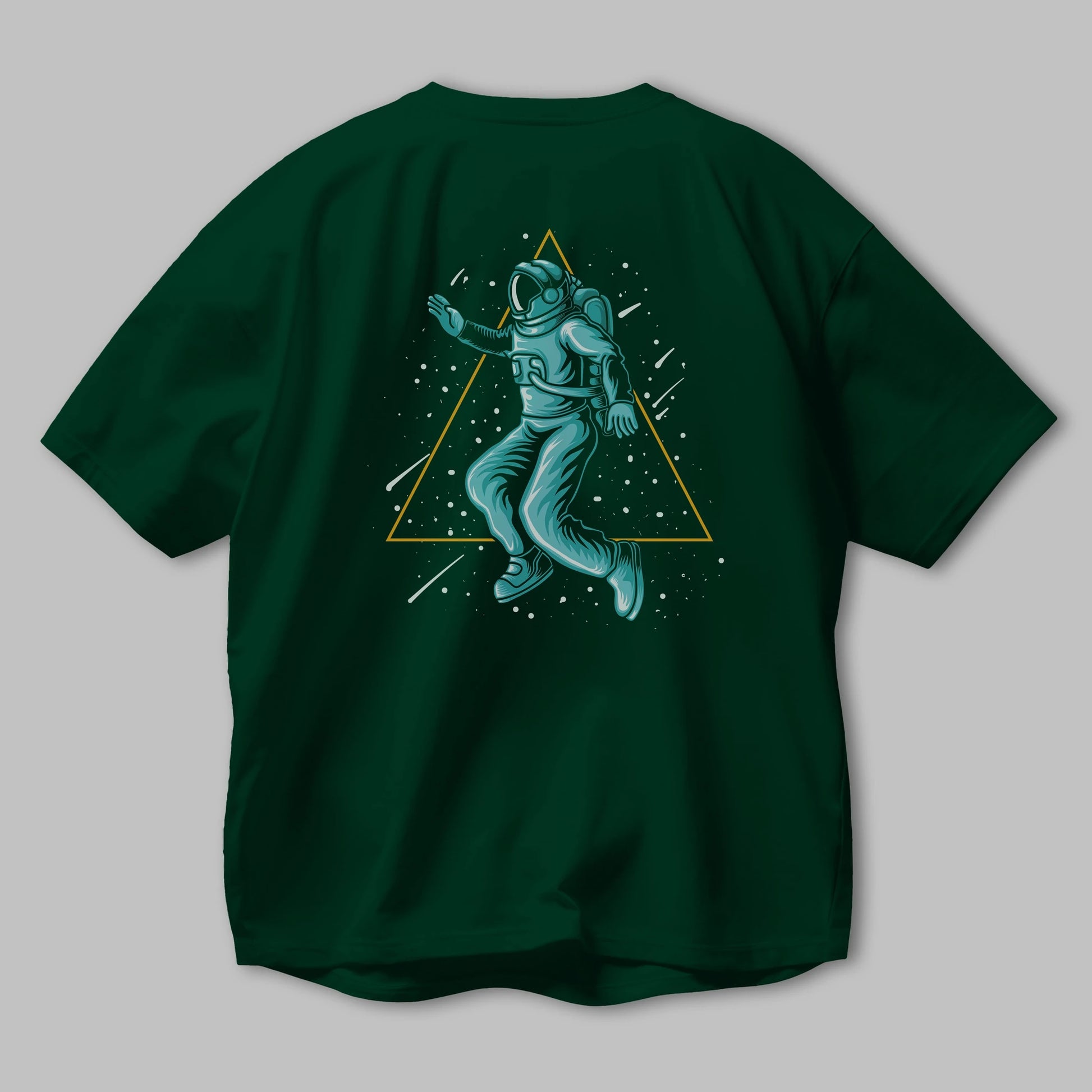 Astronaut Starry Triangle Arka Baskılı Oversize t-shirt Erkek Kadın Unisex