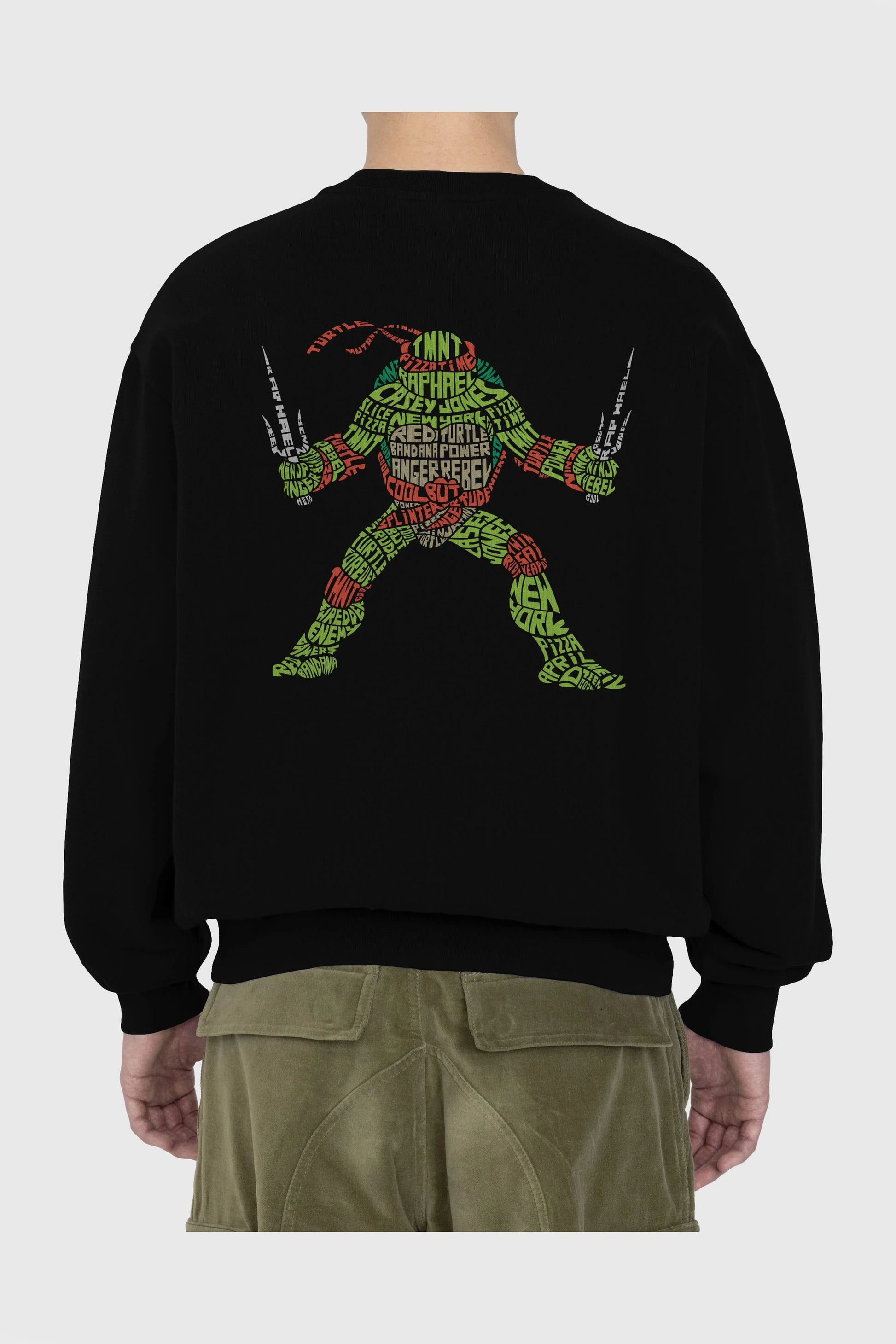 Ninja Turtle Arka Baskılı Oversize Sweatshirt Erkek Kadın Unisex
