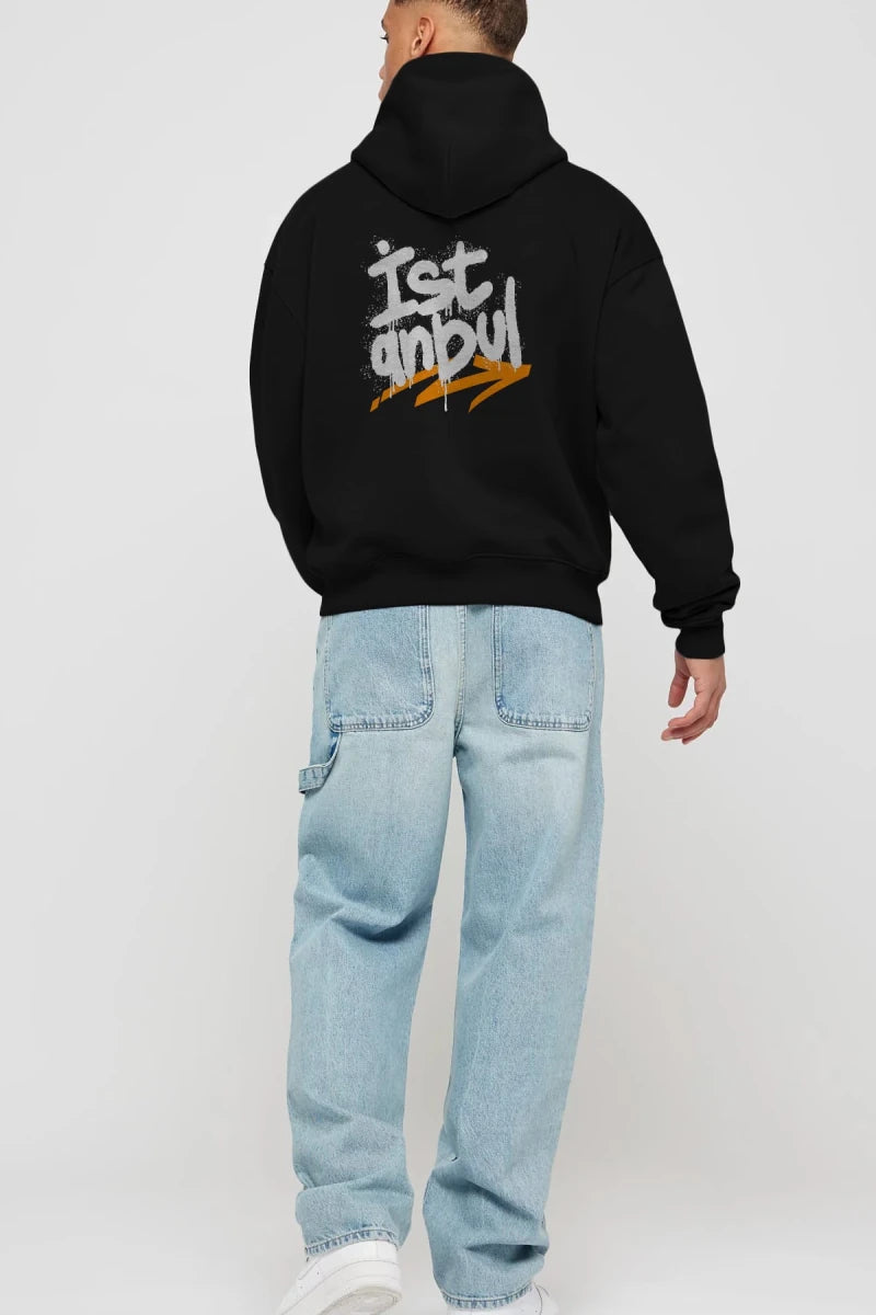 istanbul Yazılı Arka Baskılı Oversize Hoodie Kapüşonlu Sweatshirt Erkek Kadın Unisex - Cilexi