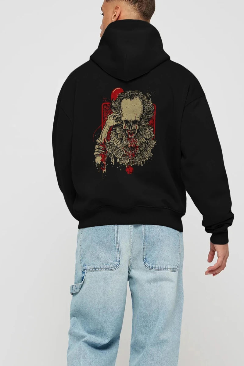 it (2) Arka Baskılı Hoodie Oversize Kapüşonlu Sweatshirt Erkek Kadın Unisex - Cilexi