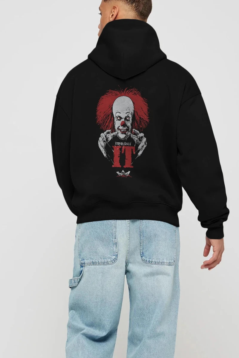 it Arka Baskılı Hoodie Oversize Kapüşonlu Sweatshirt Erkek Kadın Unisex - Cilexi