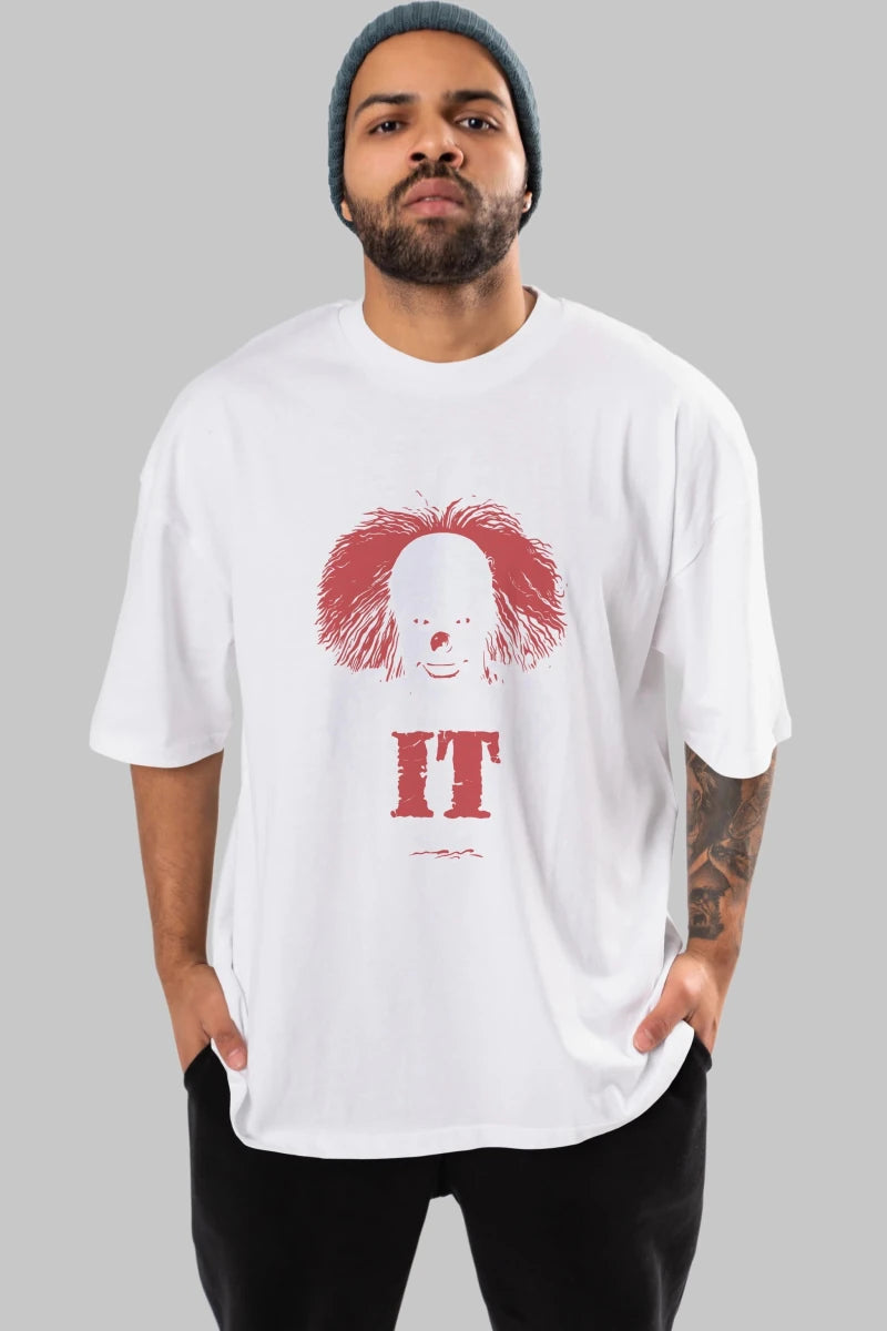 it Ön Baskılı Oversize t-shirt Erkek Kadın Unisex %100 Pamuk Bisiklet Yaka tişort - Cilexi