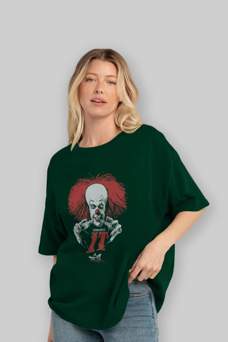 it Ön Baskılı Oversize t-shirt Erkek Kadın Unisex %100 Pamuk Bisiklet Yaka tişort - Cilexi