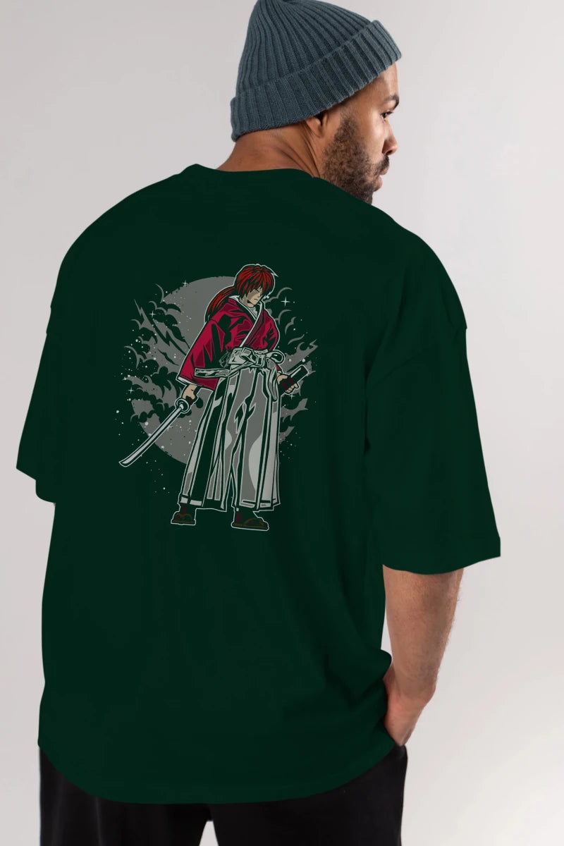 kenshin Arka Baskılı Oversize t-shirt Erkek Kadın Unisex %100 Pamuk - Cilexi