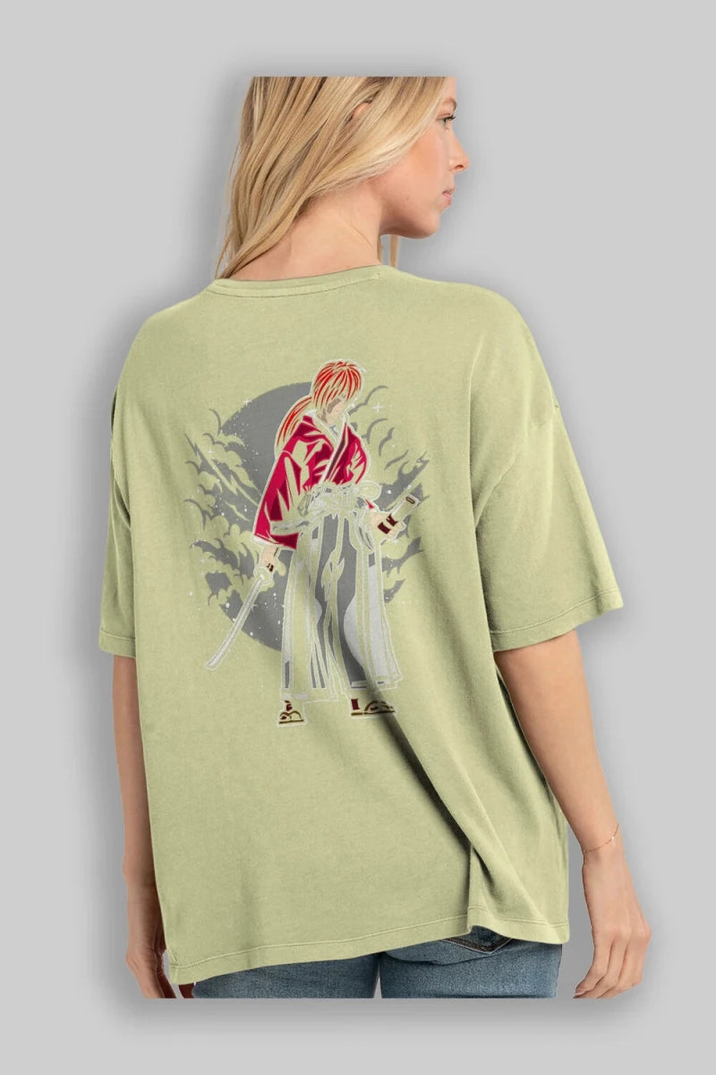 kenshin Arka Baskılı Oversize t-shirt Erkek Kadın Unisex %100 Pamuk - Cilexi