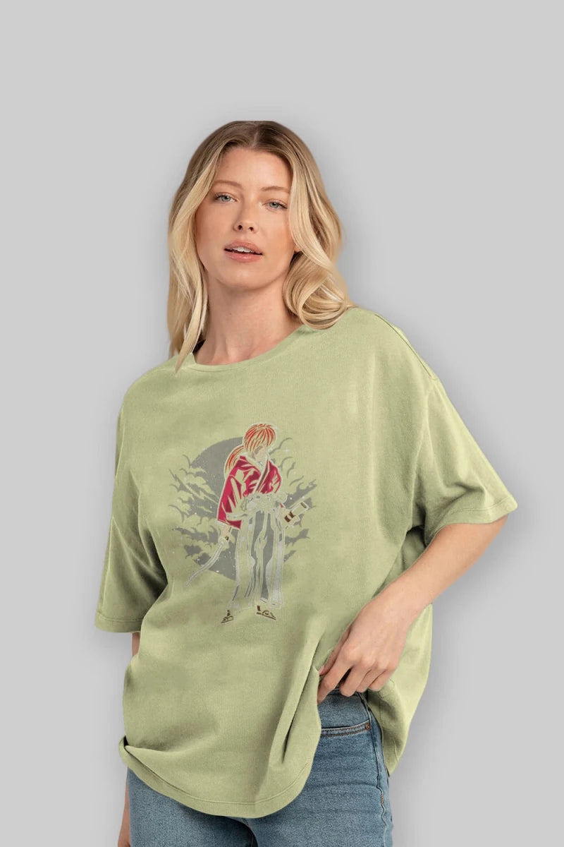 kenshin Ön Baskılı Oversize t-shirt Erkek Kadın Unisex %100 Pamuk tişort - Cilexi