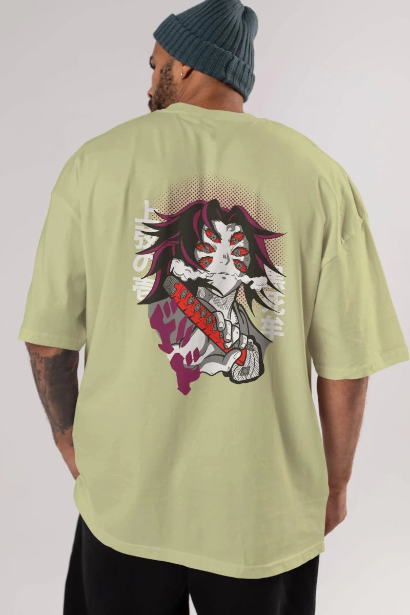 kokushibo DEMON SLAYER Anime Arka Baskılı Oversize t-shirt Erkek Kadın Unisex - Cilexi