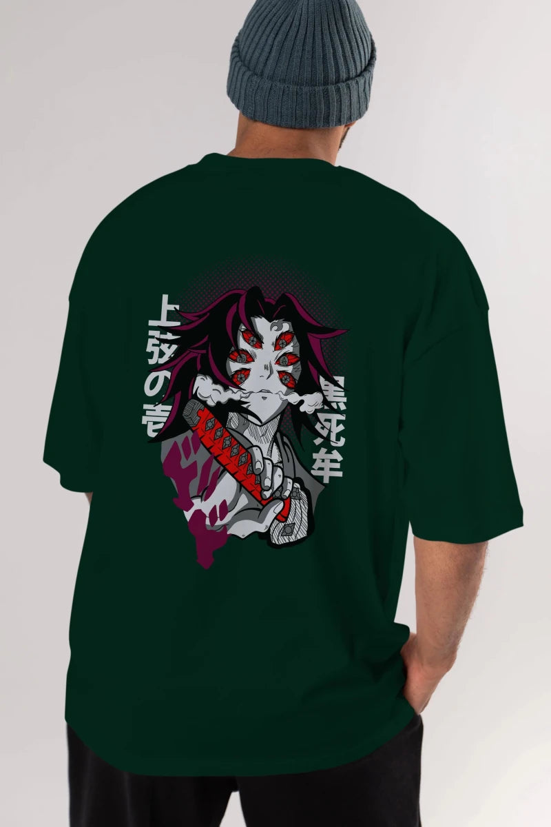 kokushibo DEMON SLAYER Anime Arka Baskılı Oversize t-shirt Erkek Kadın Unisex - Cilexi
