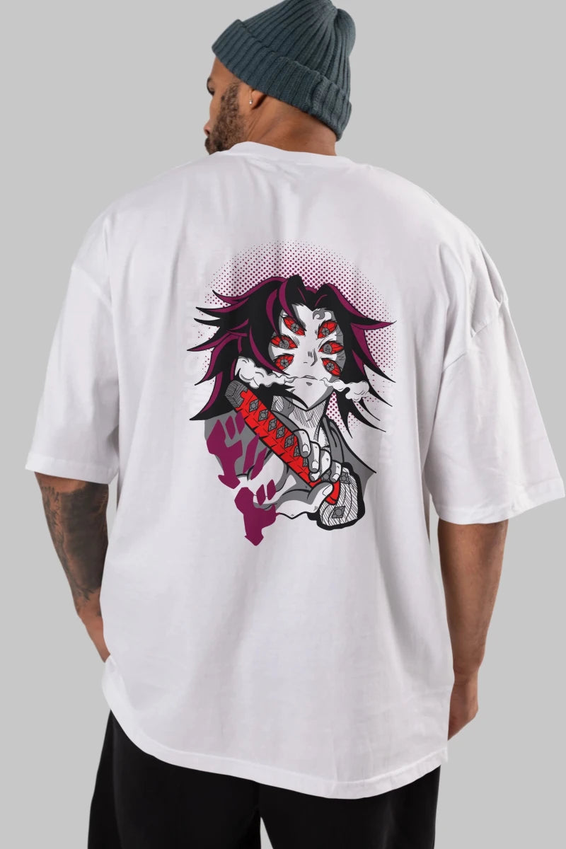 kokushibo DEMON SLAYER Anime Arka Baskılı Oversize t-shirt Erkek Kadın Unisex - Cilexi