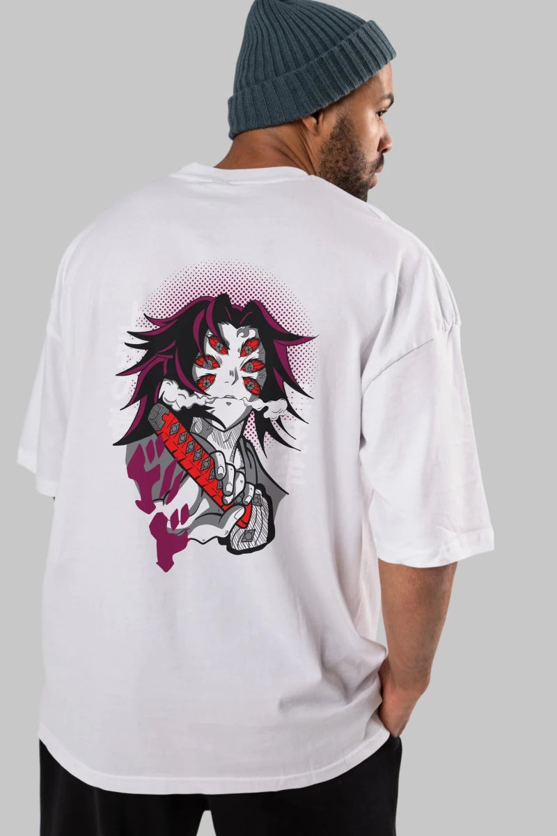 kokushibo DEMON SLAYER Anime Arka Baskılı Oversize t-shirt Erkek Kadın Unisex - Cilexi