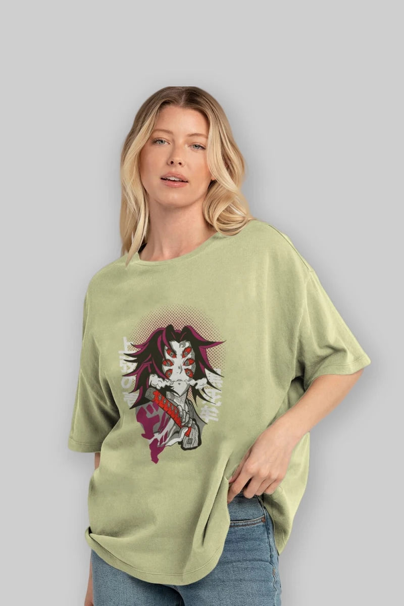 kokushibo DEMON SLAYER Anime Ön Baskılı Oversize t-shirt %100 pamuk Erkek Kadın Unisex - Cilexi