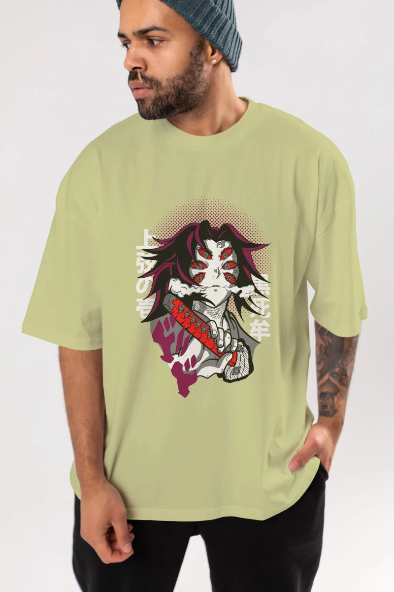 kokushibo DEMON SLAYER Anime Ön Baskılı Oversize t-shirt %100 pamuk Erkek Kadın Unisex - Cilexi