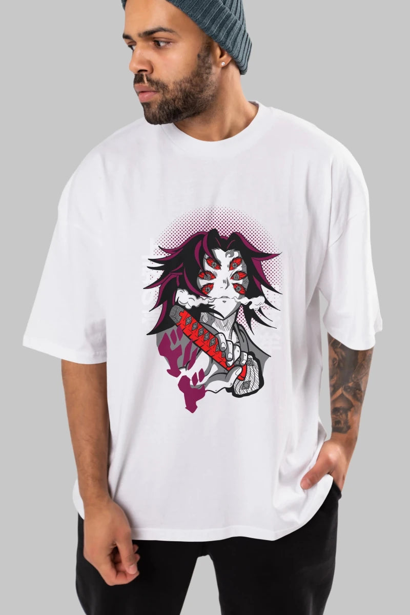 kokushibo DEMON SLAYER Anime Ön Baskılı Oversize t-shirt %100 pamuk Erkek Kadın Unisex - Cilexi