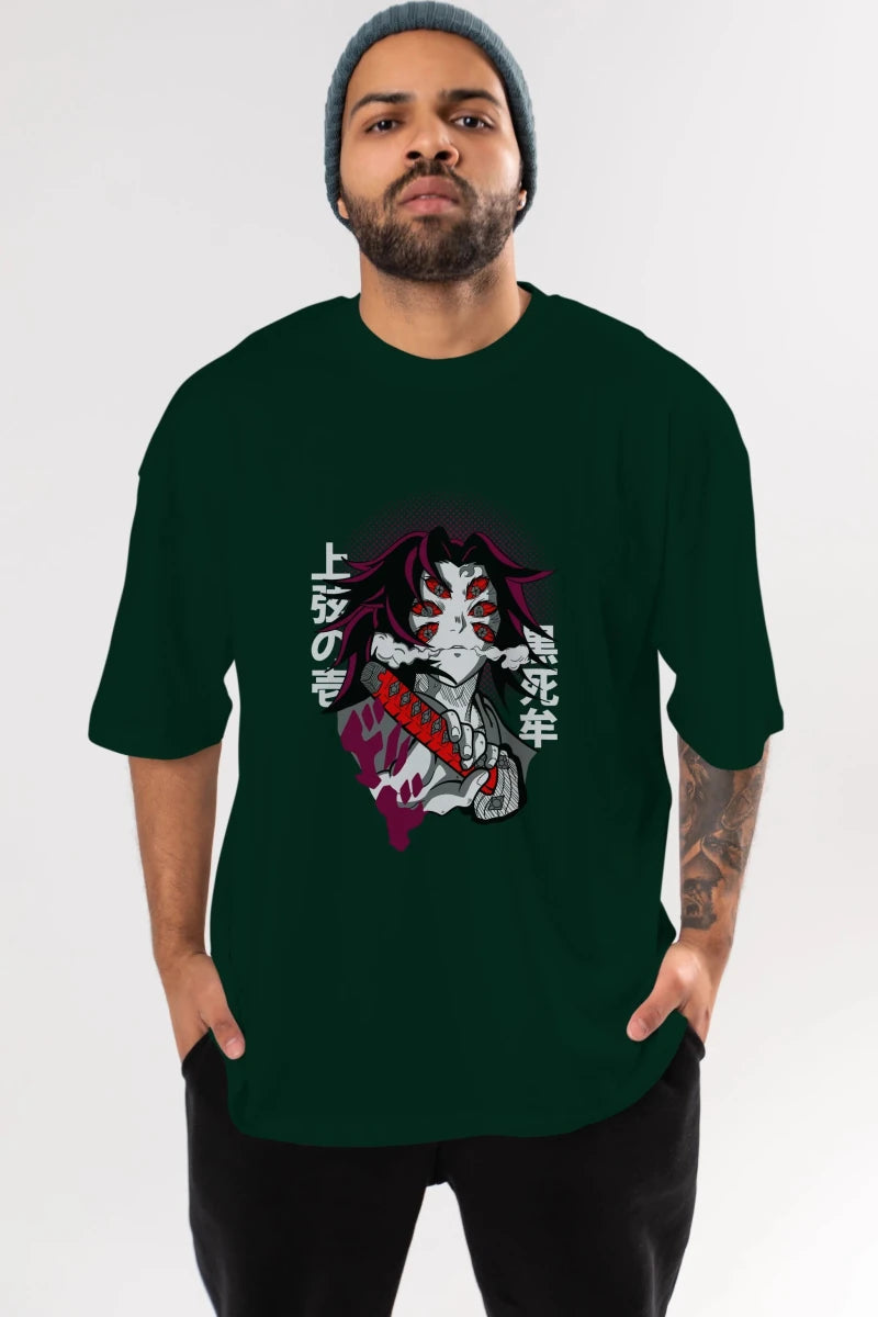 kokushibo DEMON SLAYER Anime Ön Baskılı Oversize t-shirt %100 pamuk Erkek Kadın Unisex - Cilexi