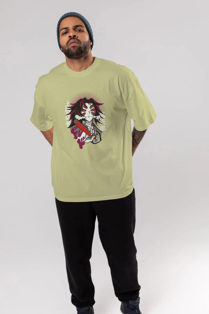 kokushibo DEMON SLAYER Anime Ön Baskılı Oversize t-shirt %100 pamuk Erkek Kadın Unisex - Cilexi