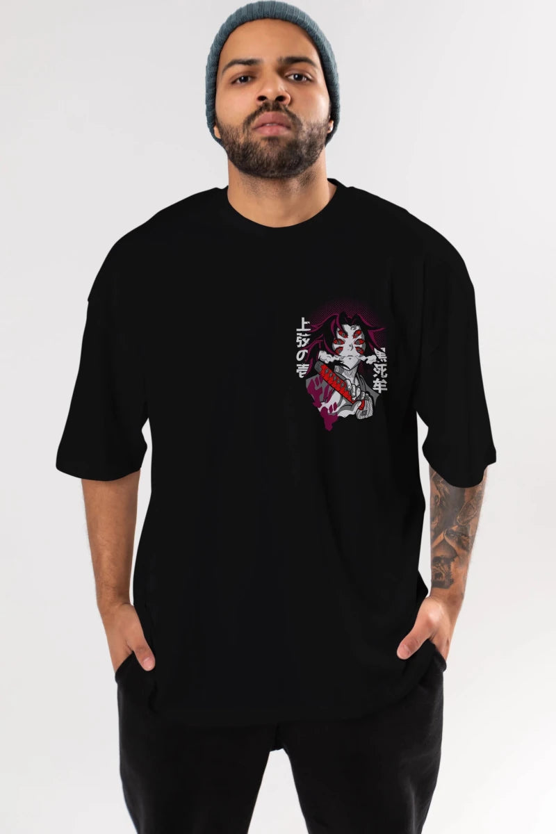 kokushibo DEMON SLAYER Ön Sol Baskılı Oversize t-shirt Erkek Kadın Unisex %100 Pamuk Bisiklet Yaka tişort - Cilexi
