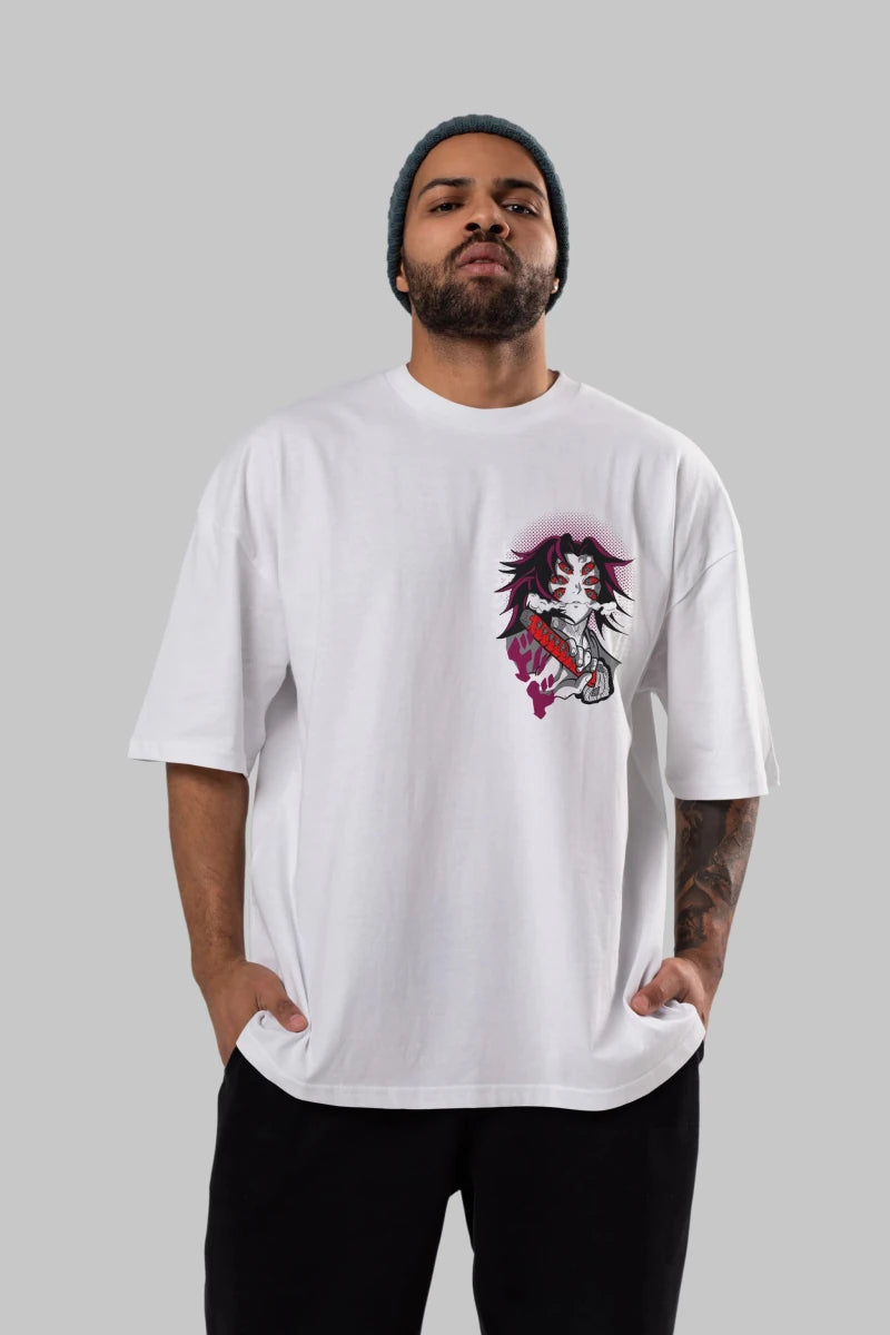 kokushibo DEMON SLAYER Ön Sol Baskılı Oversize t-shirt Erkek Kadın Unisex %100 Pamuk Bisiklet Yaka tişort - Cilexi