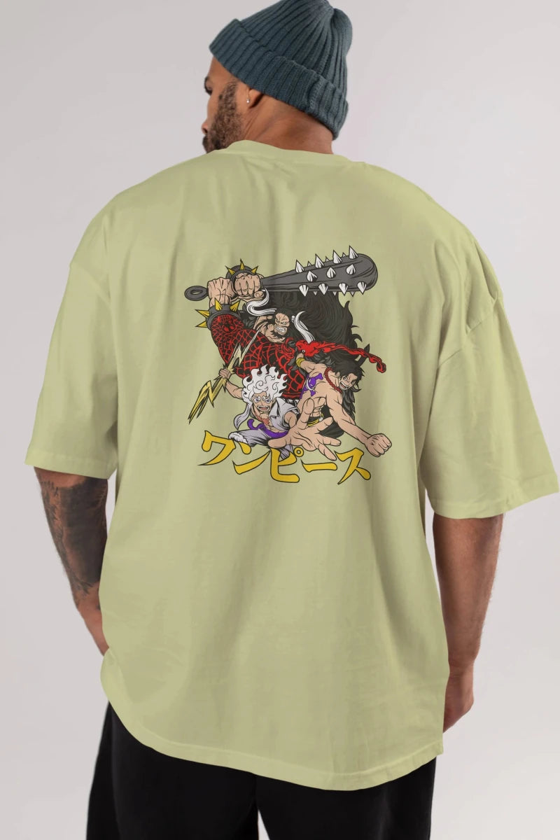 luffyacekaido Anime Arka Baskılı Oversize t-shirt Erkek Kadın Unisex - Cilexi