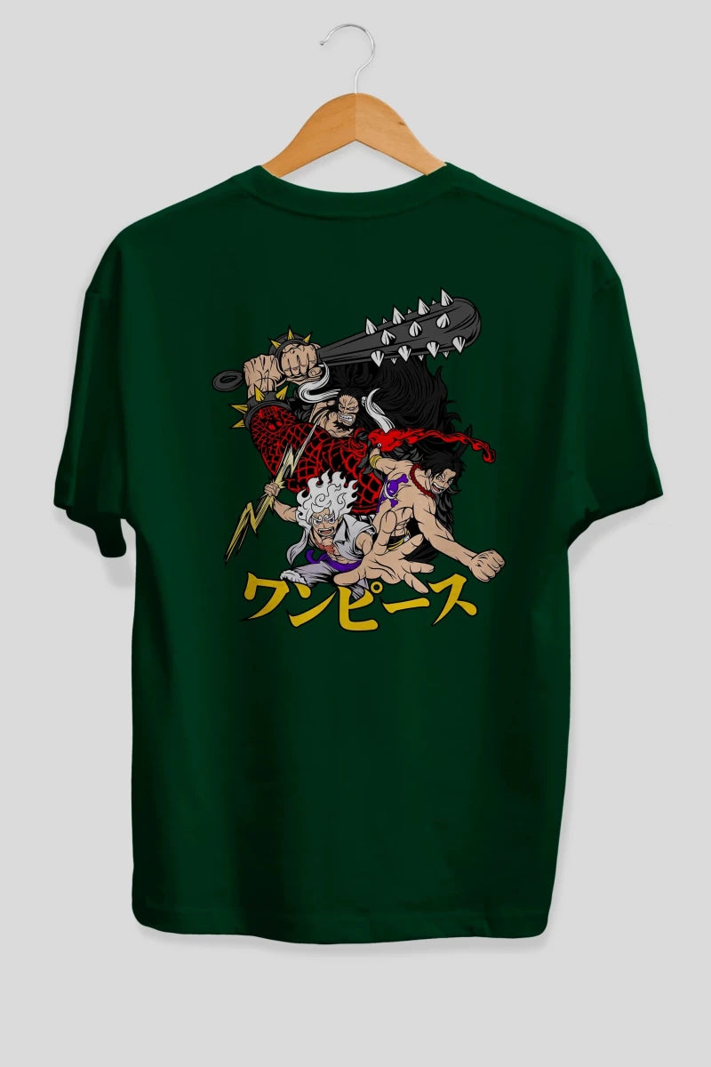 luffyacekaido Anime Arka Baskılı Oversize t-shirt Erkek Kadın Unisex - Cilexi