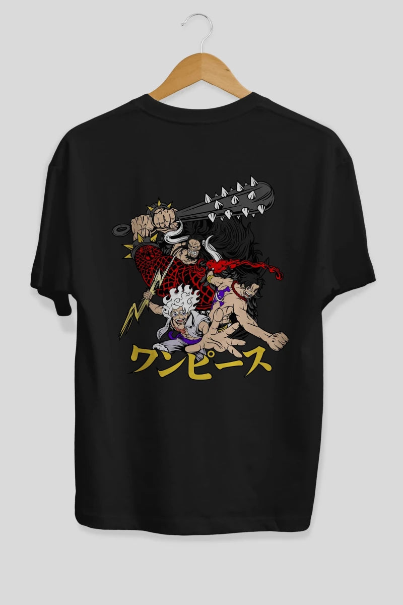 luffyacekaido Anime Arka Baskılı Oversize t-shirt Erkek Kadın Unisex - Cilexi