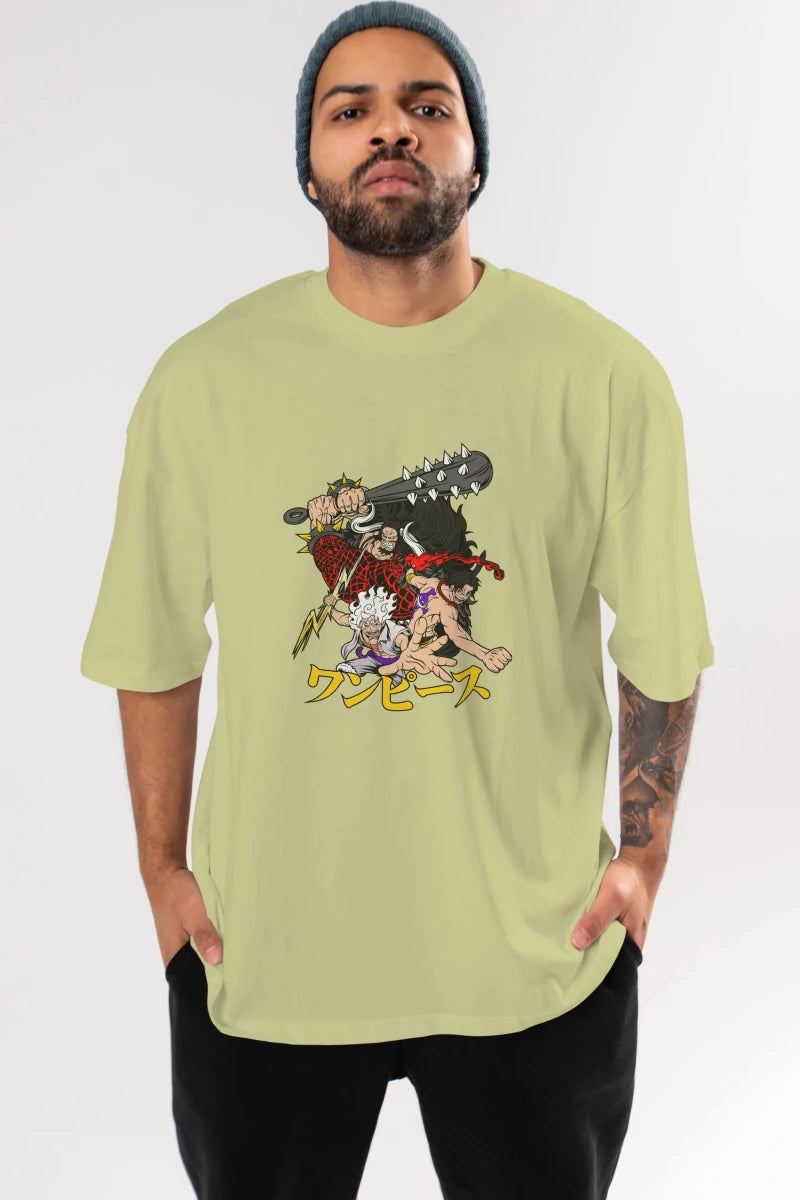 luffyacekaido Anime Ön Baskılı Oversize t-shirt %100 pamuk Erkek Kadın Unisex - Cilexi