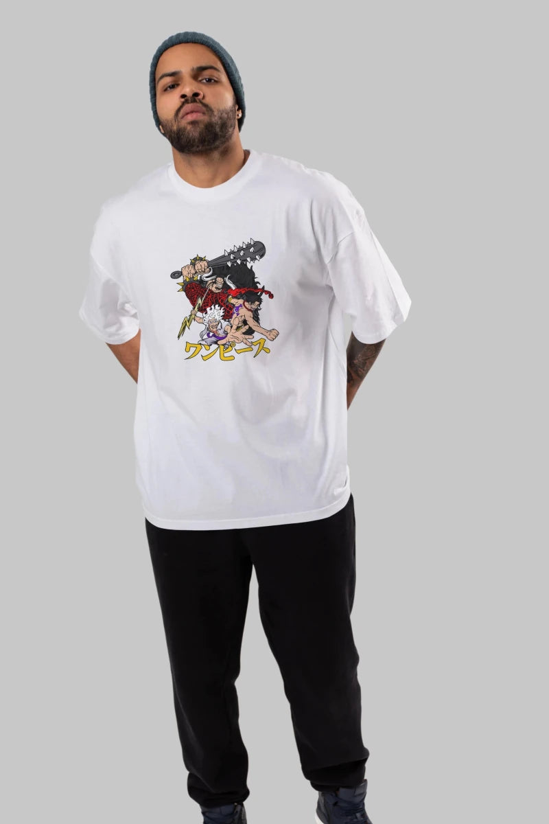 luffyacekaido Anime Ön Baskılı Oversize t-shirt %100 pamuk Erkek Kadın Unisex - Cilexi