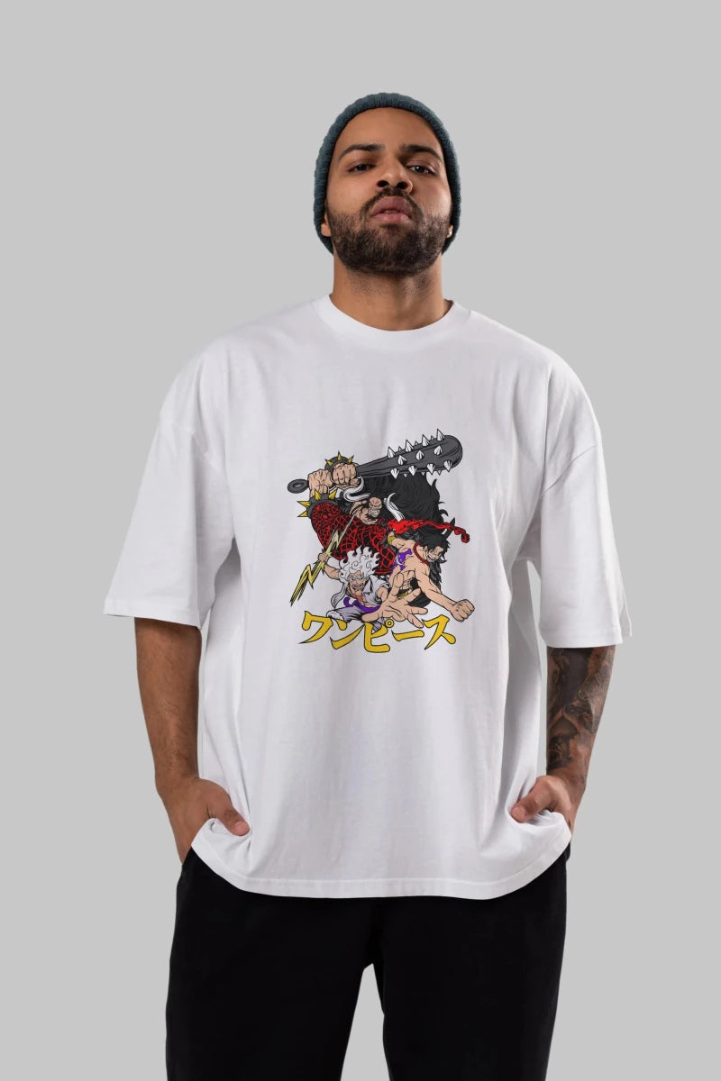 luffyacekaido Anime Ön Baskılı Oversize t-shirt %100 pamuk Erkek Kadın Unisex - Cilexi