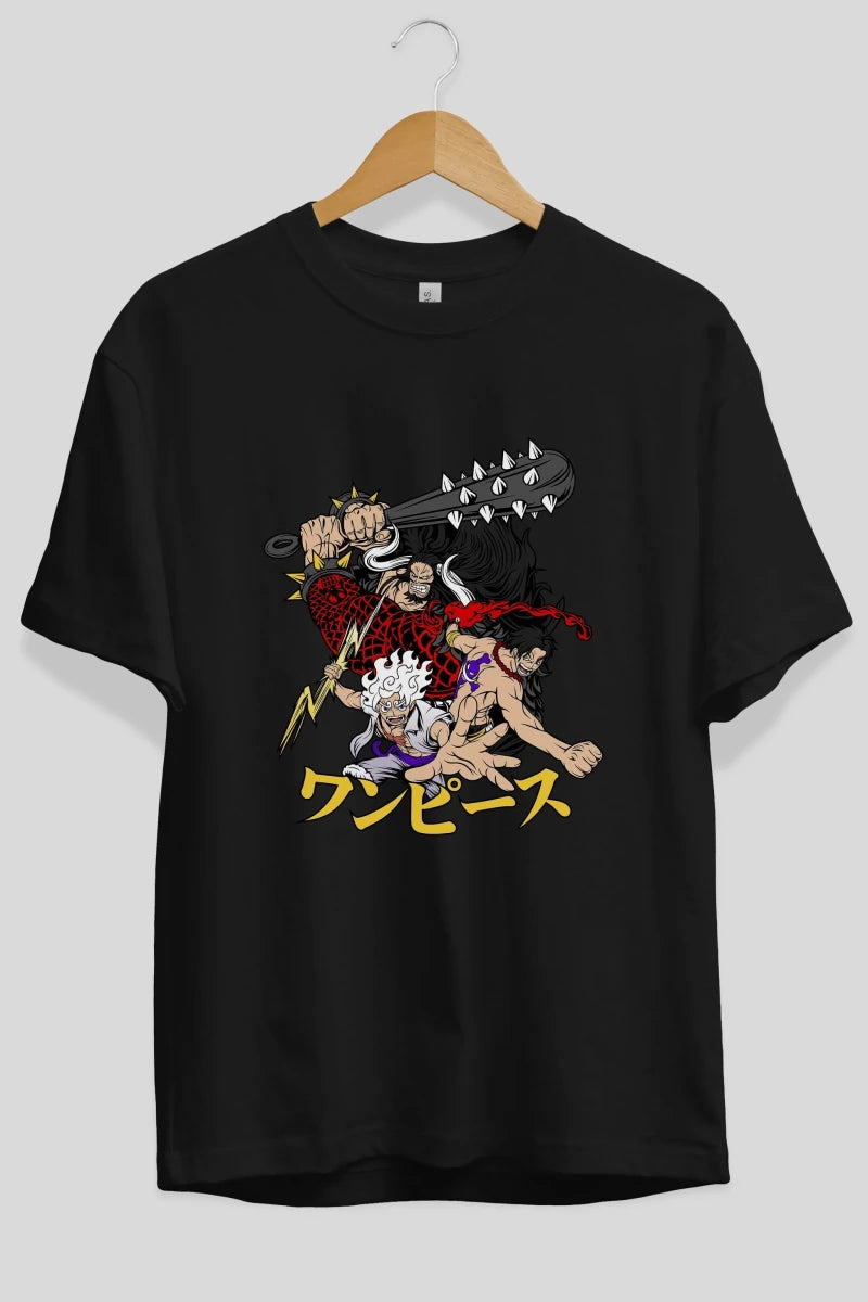 luffyacekaido Anime Ön Baskılı Oversize t-shirt %100 pamuk Erkek Kadın Unisex - Cilexi