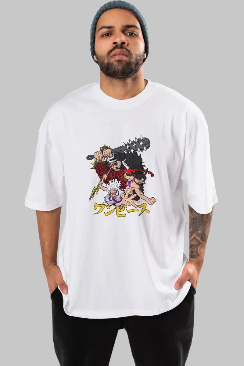 luffyacekaido Anime Ön Baskılı Oversize t-shirt %100 pamuk Erkek Kadın Unisex - Cilexi